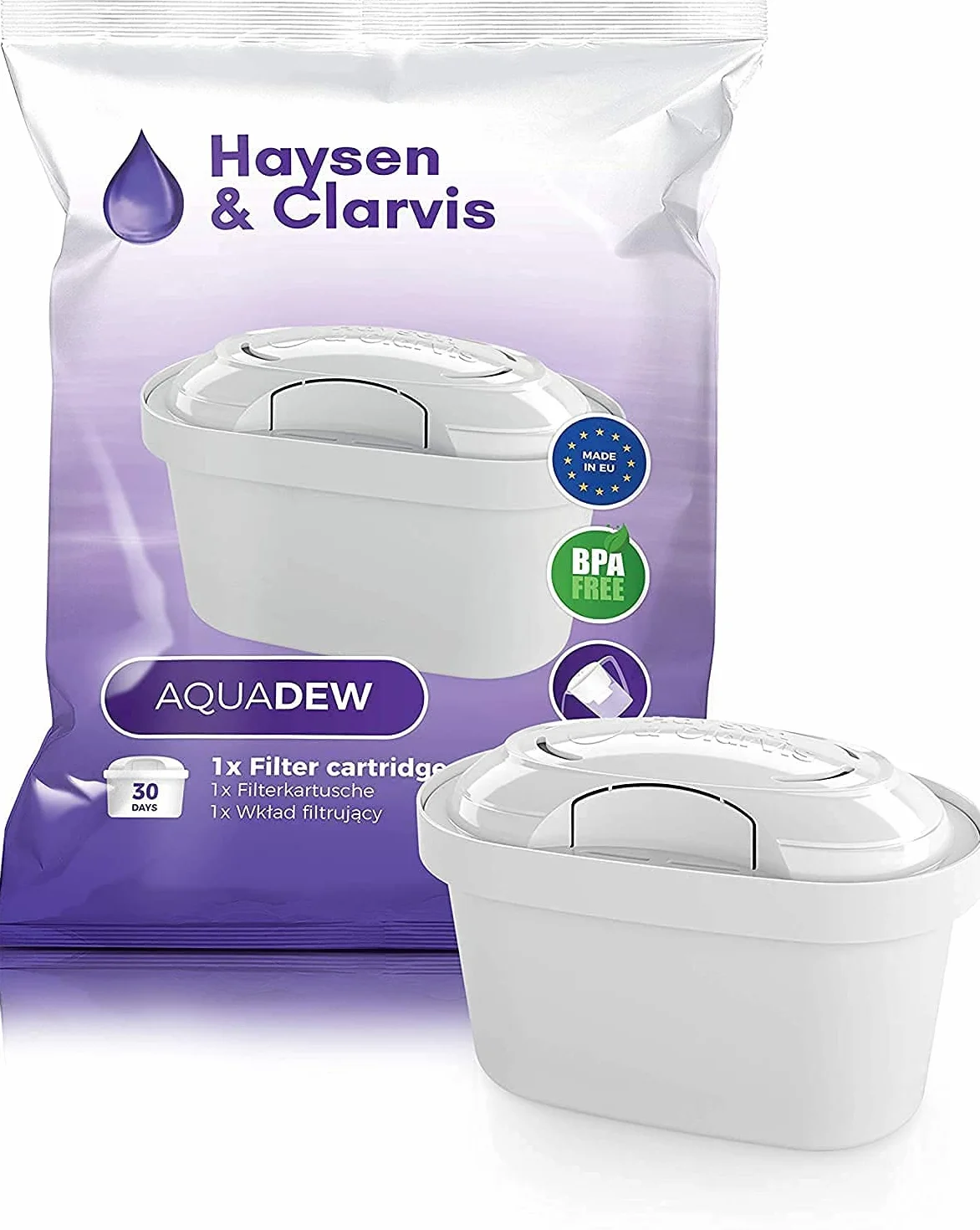 Haysen & Clarvis Wkłady filtrujące do wody kompatybilne z Brita Maxtra, PearlCo, BWT, Dafi (zestaw 12 sztuk)