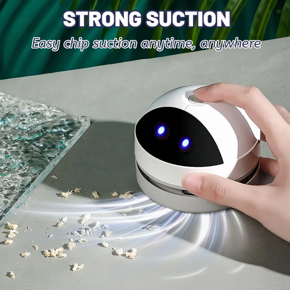 Flintronic Mini odkurzacz, mały odkurzacz do ładowania przez USB, przenośny odkurzacz z mocną bezprzewodową mocą ssania do stołu, biura, samochodu, szkoły i domu – słodkie wyrażenia