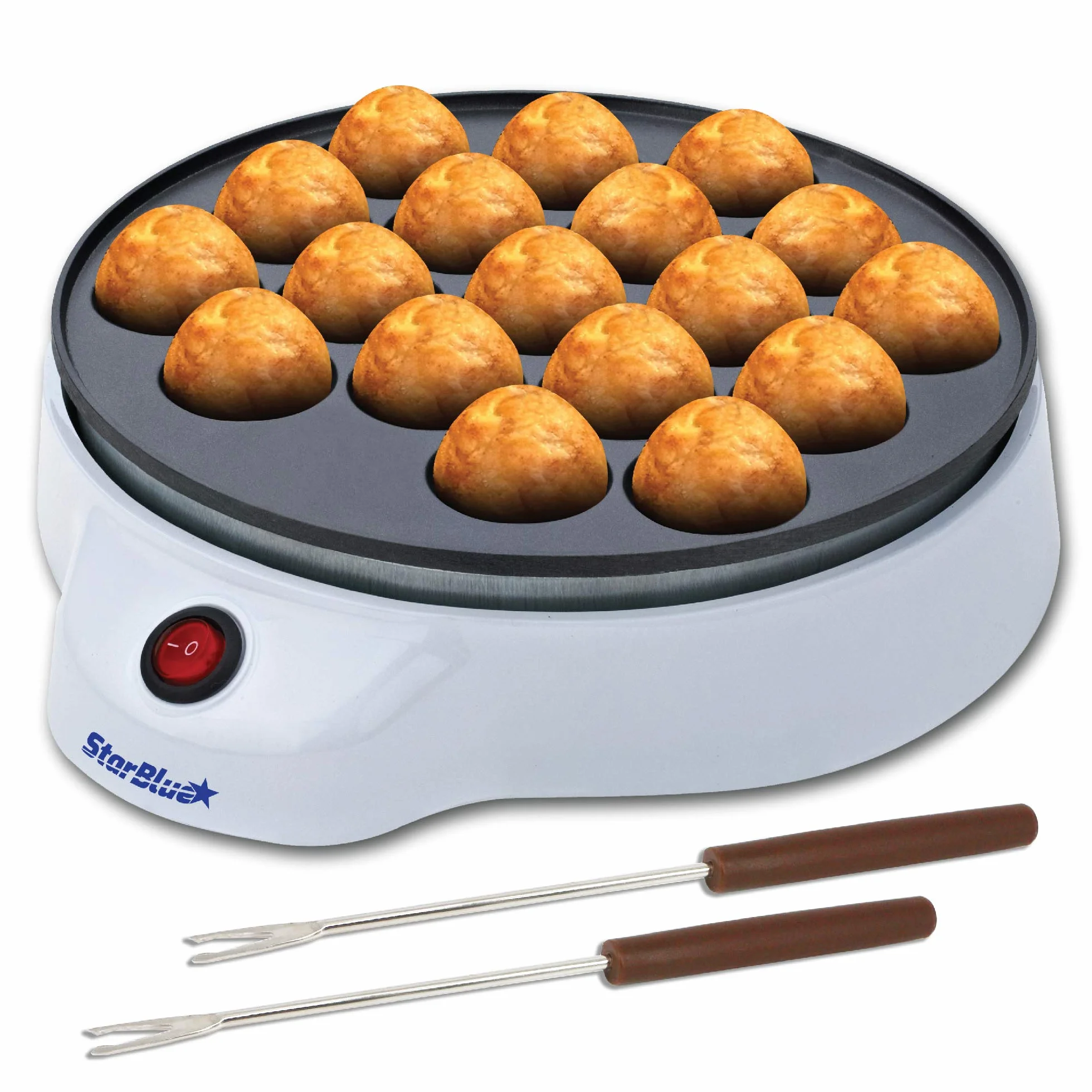 StarBlue Takoyaki Maker Bezpłatny Rożen Takoyaki – Elektryczna Maszyna Do Produkcji Japońskich Kuleczek Octopus, Wtyczka UK i Adapter Europejski w Zestawie