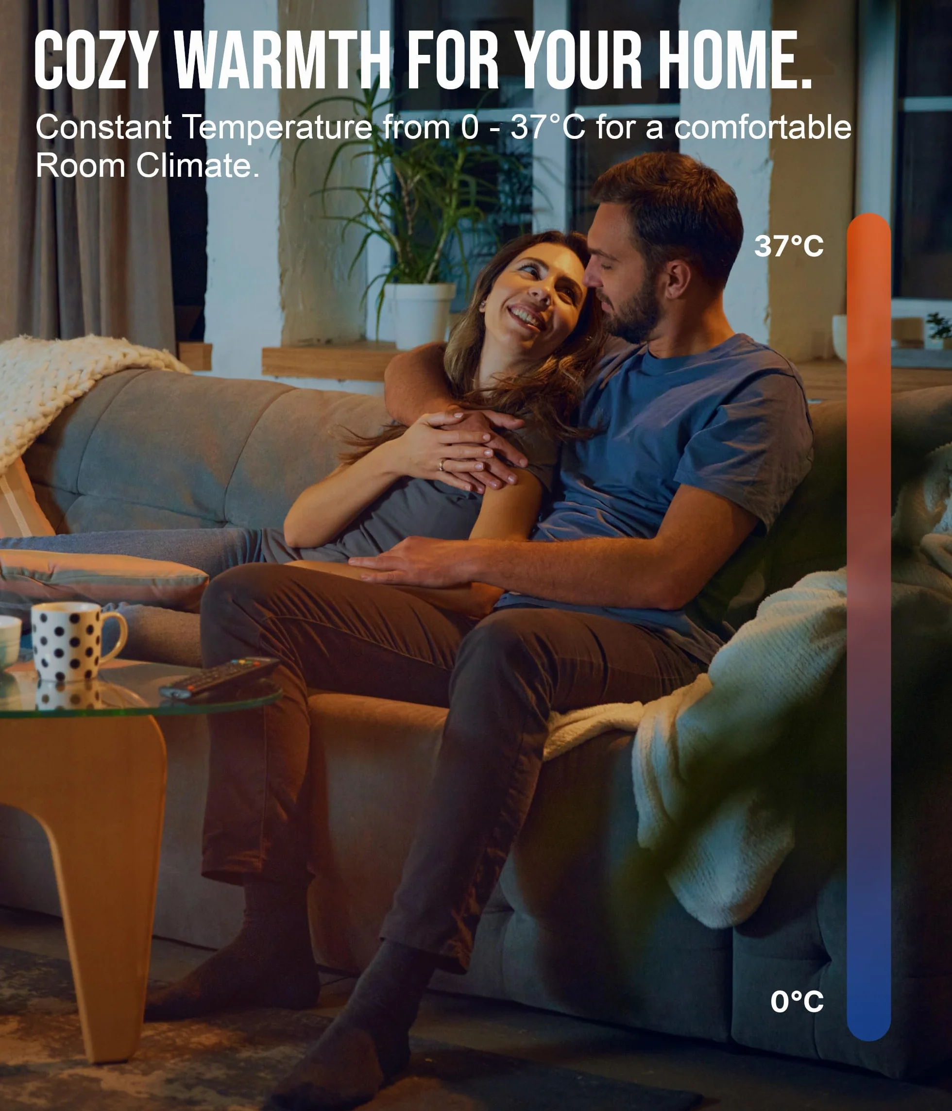 UMBRELLA® Ogrzewanie ścienne na podczerwień z termostatem, pilot zdalnego sterowania + sterowanie WiFi, grzejnik na podczerwień, montaż na ścianie, z włókna węglowego, panel na podczerwień, sterowanie