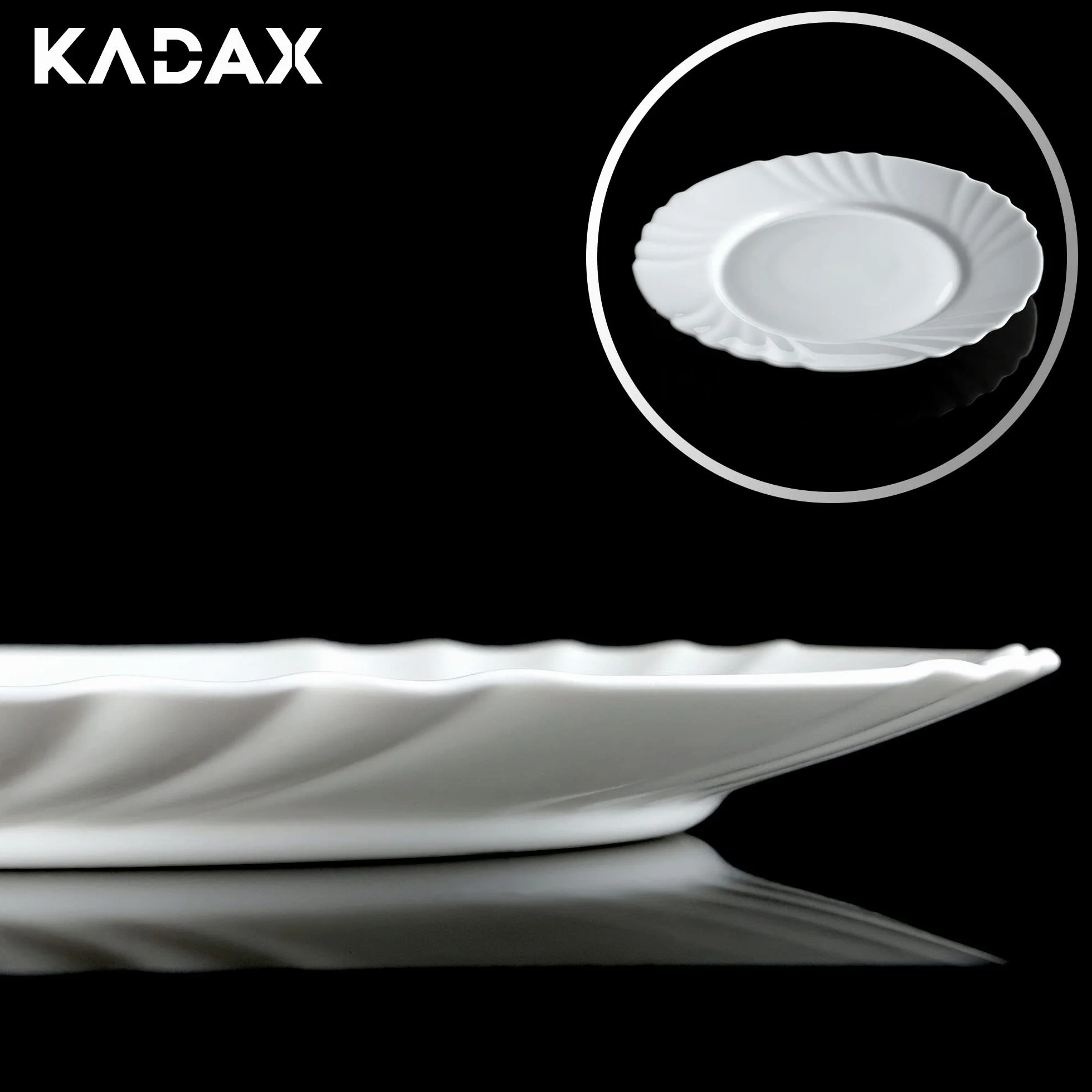 KADAX 36-częściowy serwis obiadowy dla 12 osób, serwis stołowy z talerzami do zupy, talerzami deserowymi i talerzami obiadowymi, zestaw talerzy ze szkła opalowego, zestaw naczyń (biały)