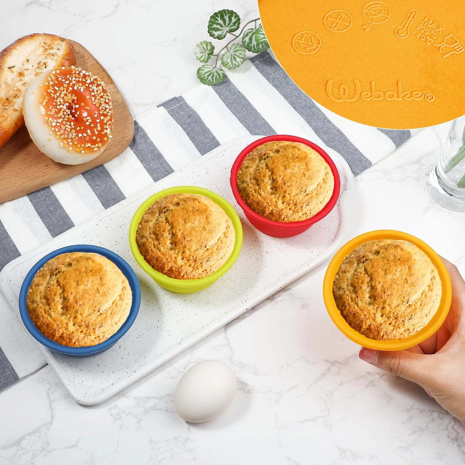 webake Duże etui na muffinki silikonowe 9 cm 3,5 cala 8 szt. etui na babeczki do frytkownicy wielokrotnego użytku kubki do pieczenia Jumbo indywidualna taca na muffinki foremki do babeczek, lodów
