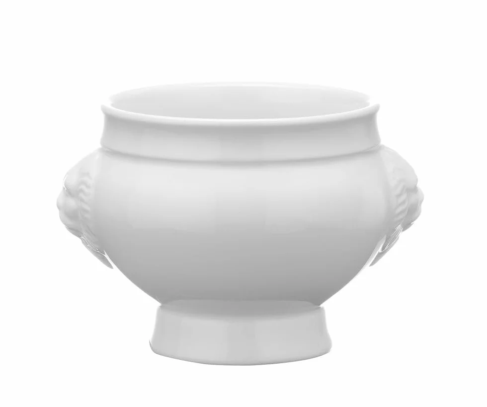 HENDI Miska do zupy, relief z głową lwa, wysoka odporność na uderzenia i zużycie, nadaje się do piekarnika, kuchenki mikrofalowej, zmywarki, miska, 0,25L, ø112x(H)78mm, porcelana, biały