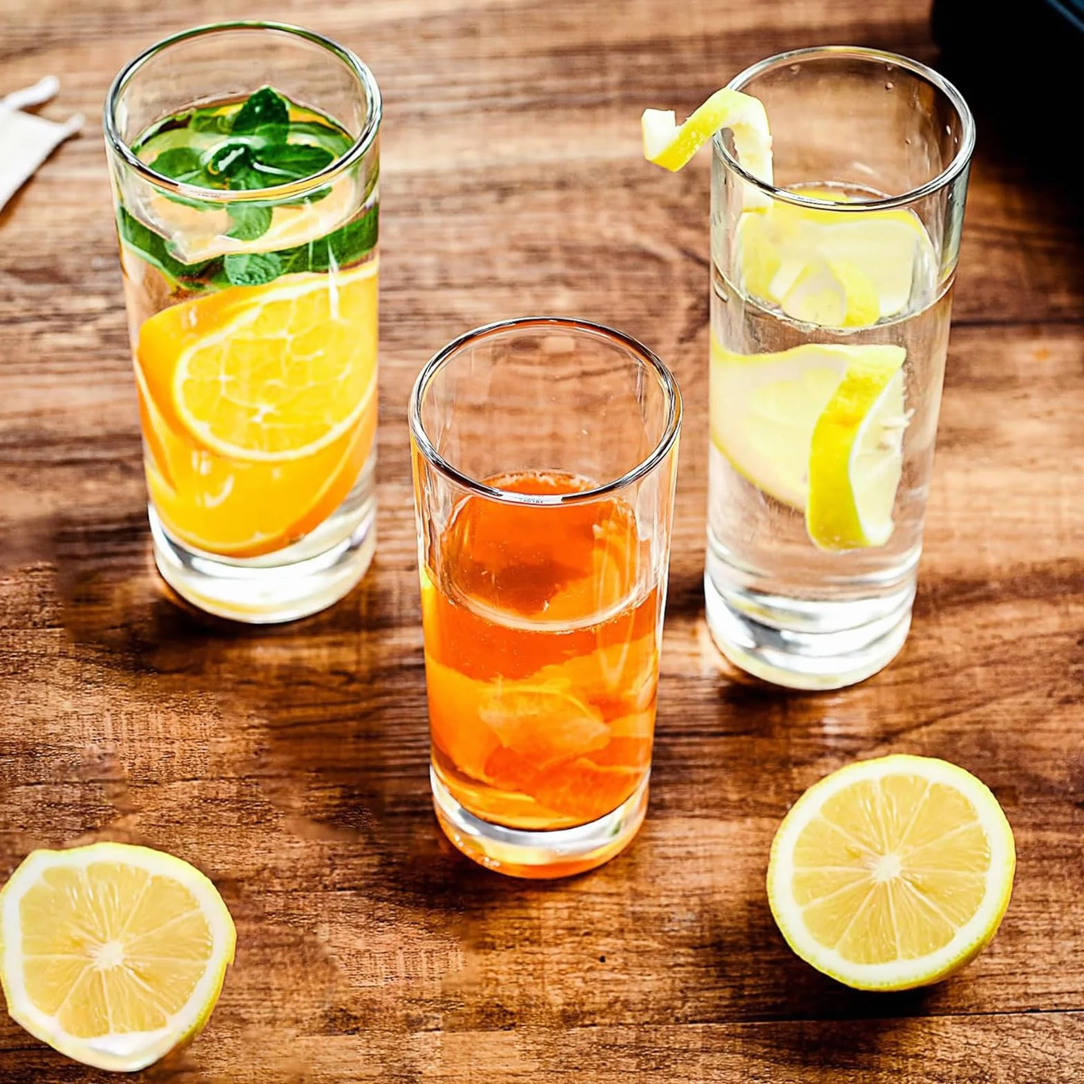 Szklanki do wody, wysokie szklane kubki o pojemności 290 ml, wielokrotnego użytku, naczynia do picia, 6 sztuk, do domu, przy basenie, na zewnątrz, patio, koktajl, whisky, lód, herbatę, wino,