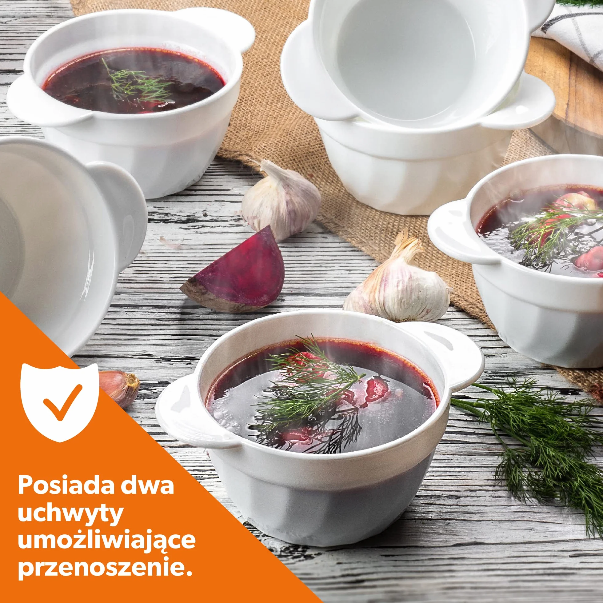 KADAX Filiżanki do zupy, 650 ml, miski na zupę ze wzmocnionego szkła, 18,5 x 14 x 8 cm, miseczki na zupę z podwójnymi uchwytami, waza do zup, kremów, bulionów (650 ml/12 sztuk)