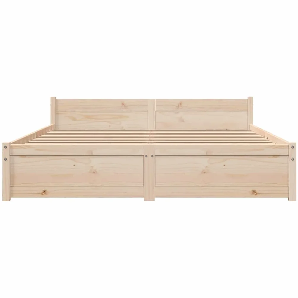 lite drewno sosnowe nowoczesny zagłówek 135x190 cm brąz | Rama łóżka lite drewno sosnowe 135x190 cm podwójna stelaż z zagłówkiem do sypialni
