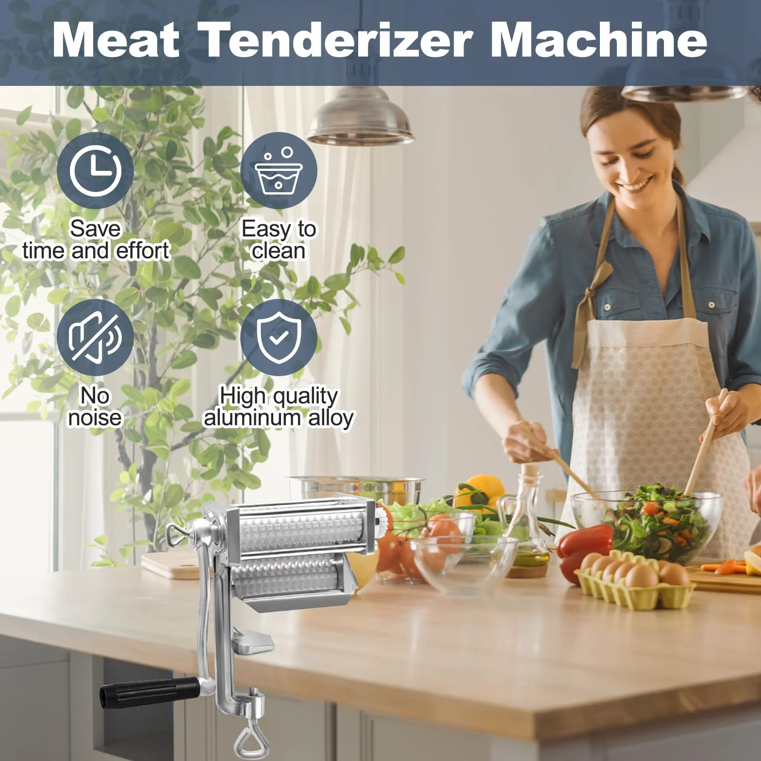 Steaker urządzenie do miękkowania mięsa, maszyna do miękkowania mięsa, Meat Tenderizer z wałkami nożowymi ze stali nierdzewnej i lekką korbą ręczną, urządzenie do miękkowania mięsa do kurczaka