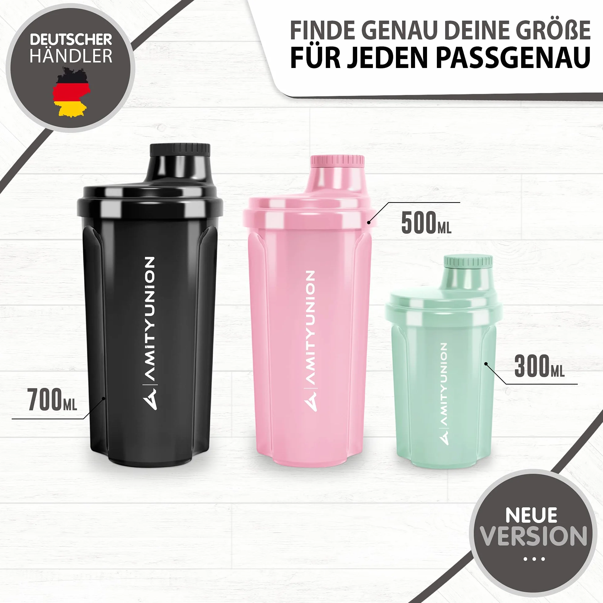 Heaven Shaker do shake’ów proteinowych, bez wyciekania, bez BPA, z sitkiem i skalą, do kremowych drinków z białkiem serwatkowym, białkowych izolatów i koncentratów BCAA, do mieszania, 500 ml, biały