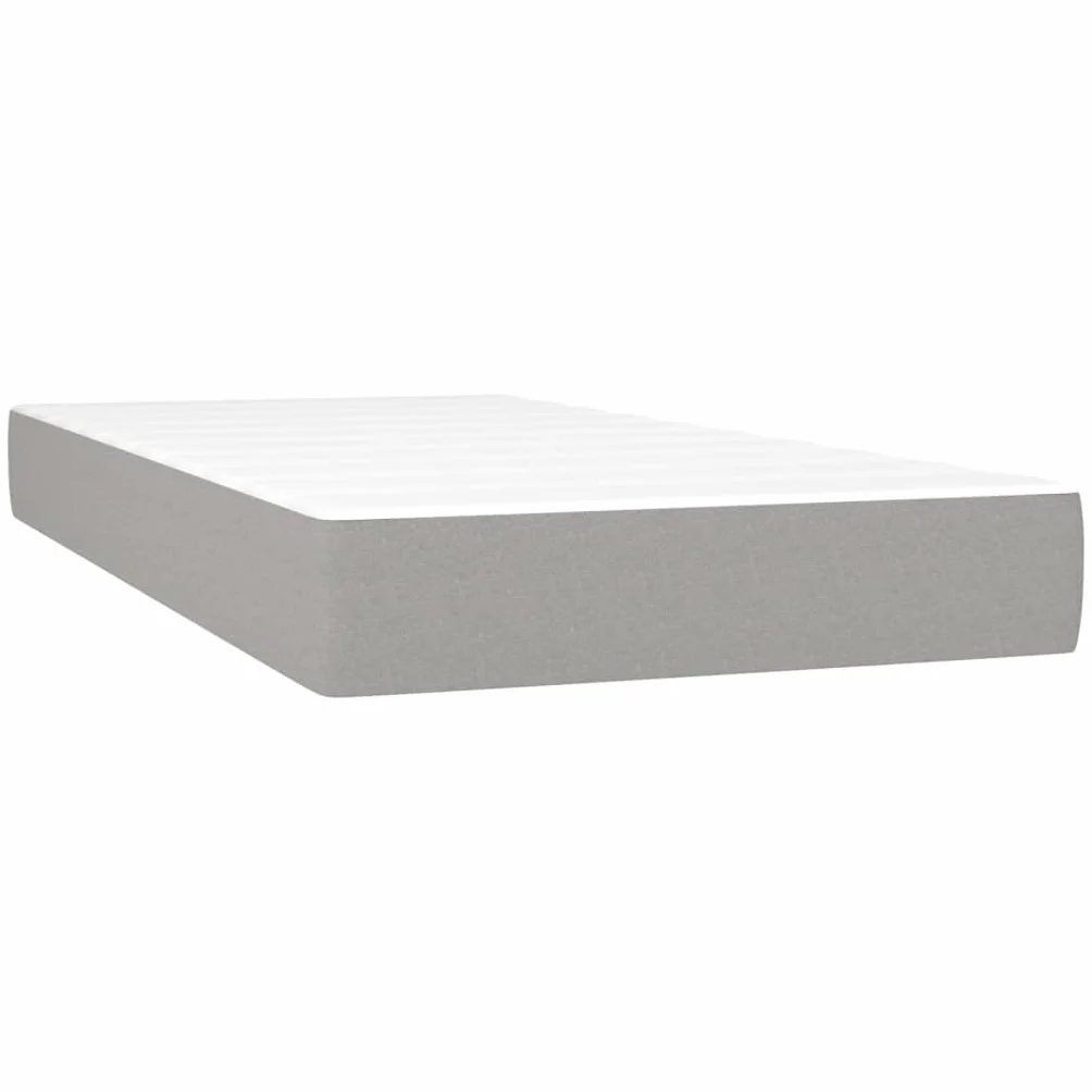 Tkanina regulowany zagłówek LED 80x200 cm Szary | Łóżko kontynentalne z materacem 80x200 cm jasnoszare tkanina LED regulowany zagłówek