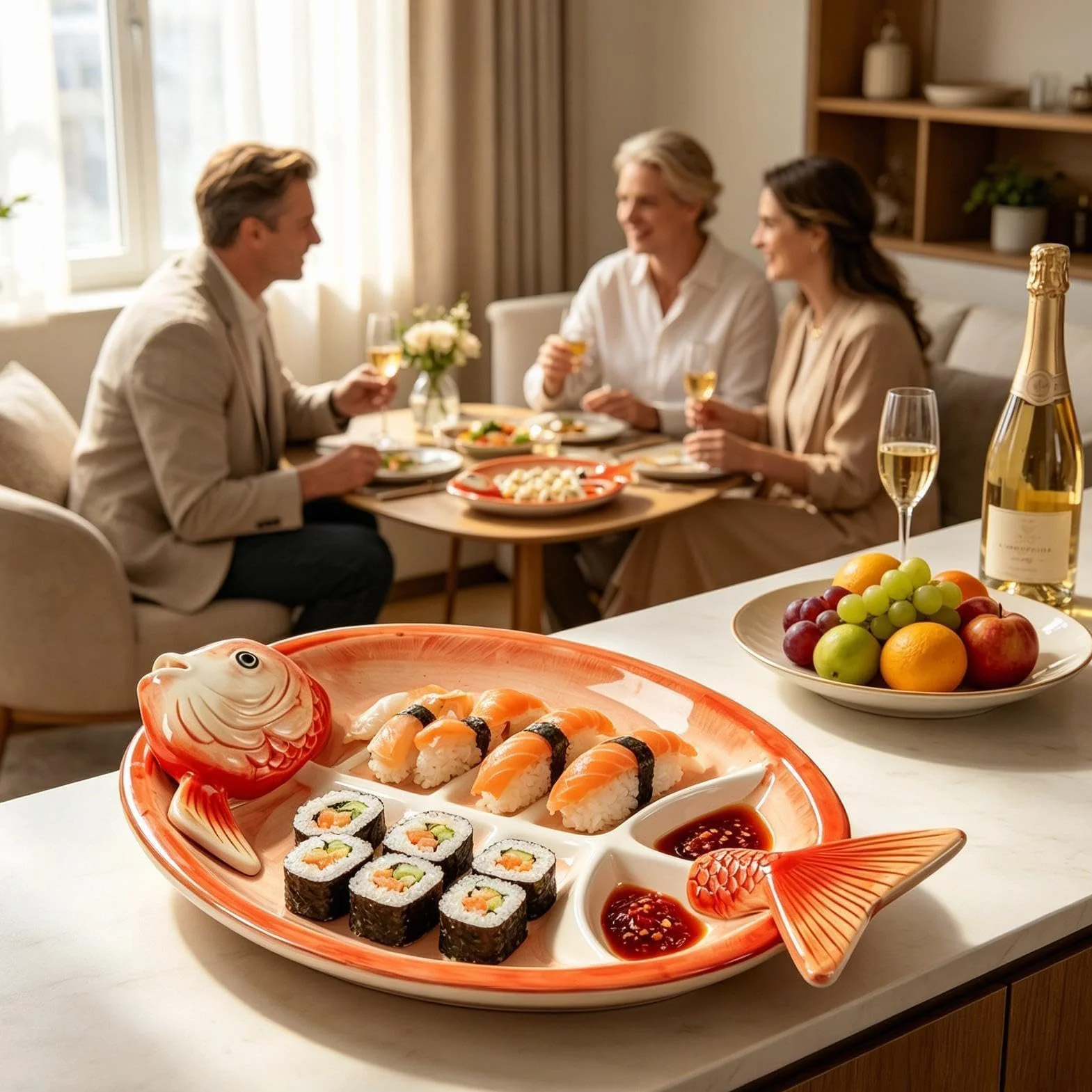 Ceramiczne naczynia do sushi, ręcznie malowana zastawa stołowa w kształcie ryby, talerze deserowe na pierogi, przekąski, przystawki, owoce, przyjęcie urodzinowe, festiwal, kolacja, do użytku domowego