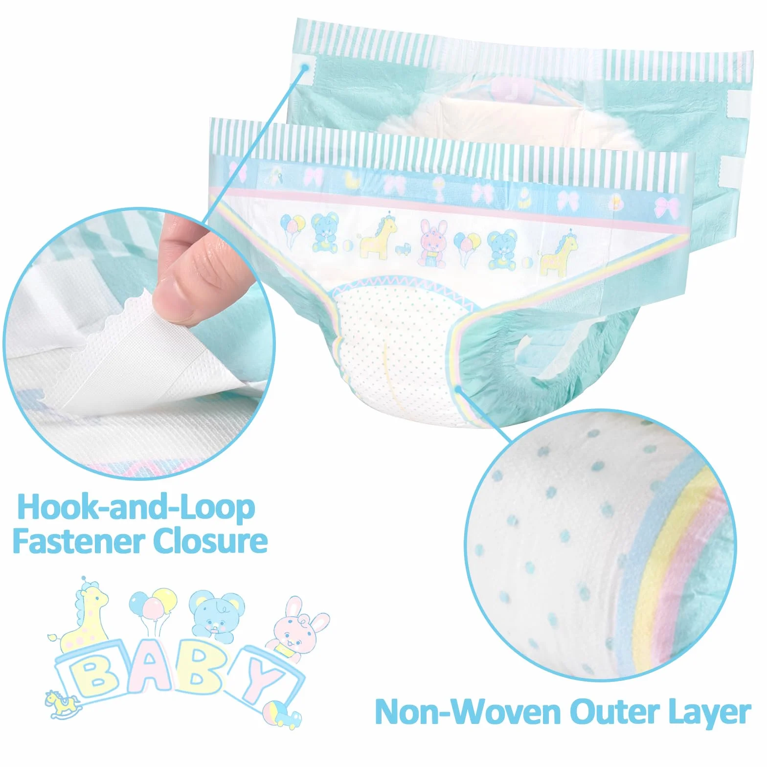 LittleForBig Regulowane zapięcie na rzepy pieluchy z nadrukiem dla dorosłych 2 sztuki - Baby Parade (duże 91-121 cm), NIEBIESKI