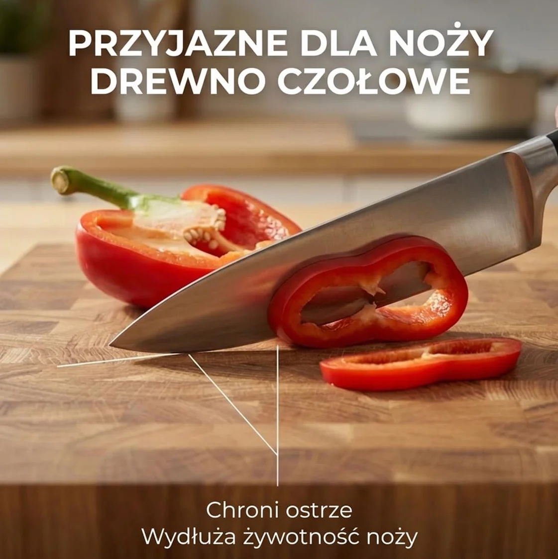 Deska do krojenia dębowa sztorcowa (end grain) – gruba deska kuchenna z litego drewna – do mięsa, warzyw i chleba – profesjonalna, trwała i bezpieczna dla noży