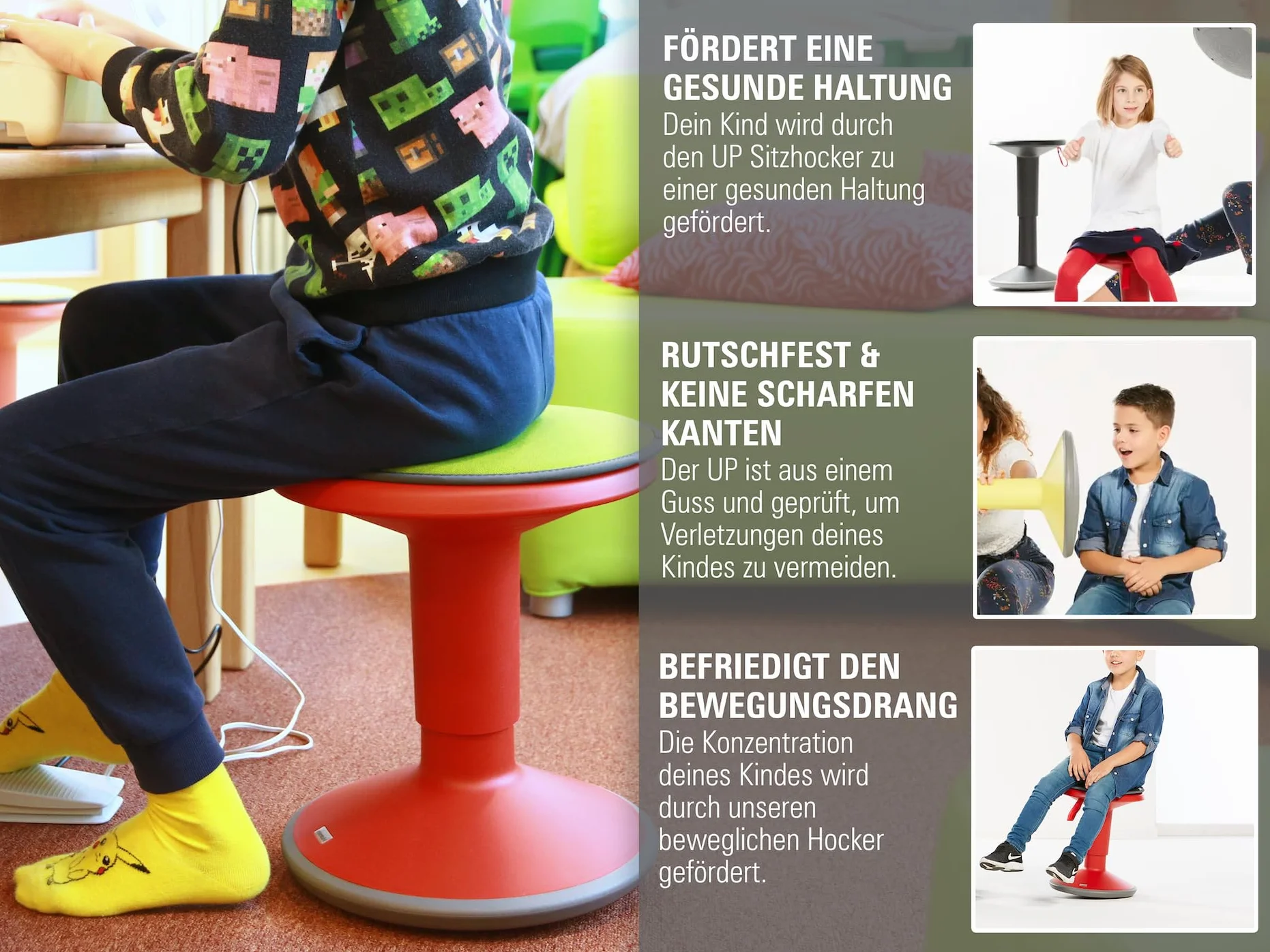 Interstuhl UPis1 - Ergonomiczny stołek z efektem przechylania - dla prostych pleców, wyprodukowany w Niemczech z 10-letnią gwarancją