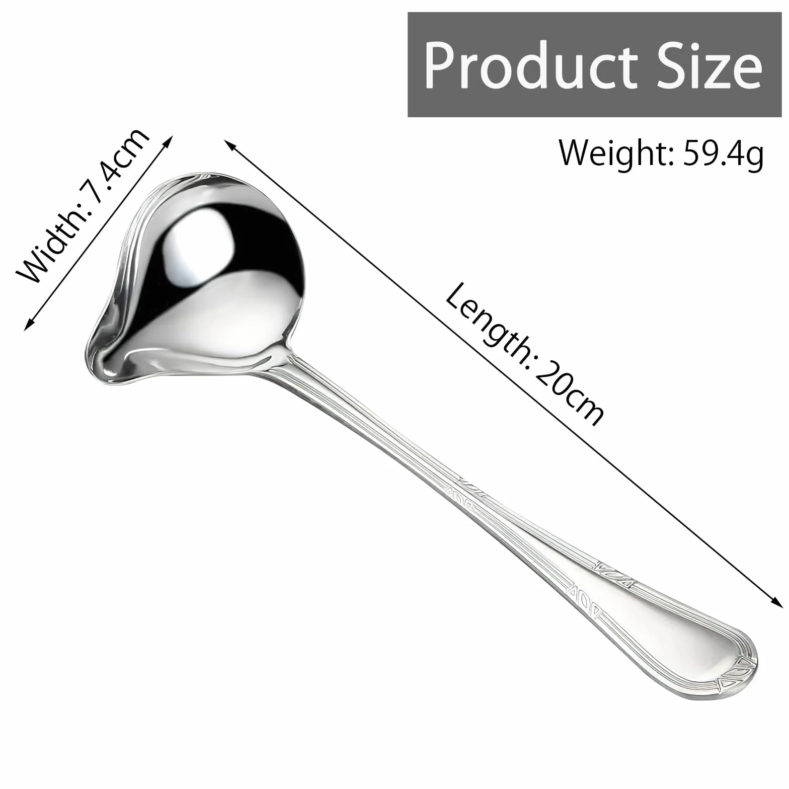 HENGBIRD 2 sztuki łopatek do sosów ze stali nierdzewnej, srebrna, 20 cm, łyżka do smażenia z dzióbkiem