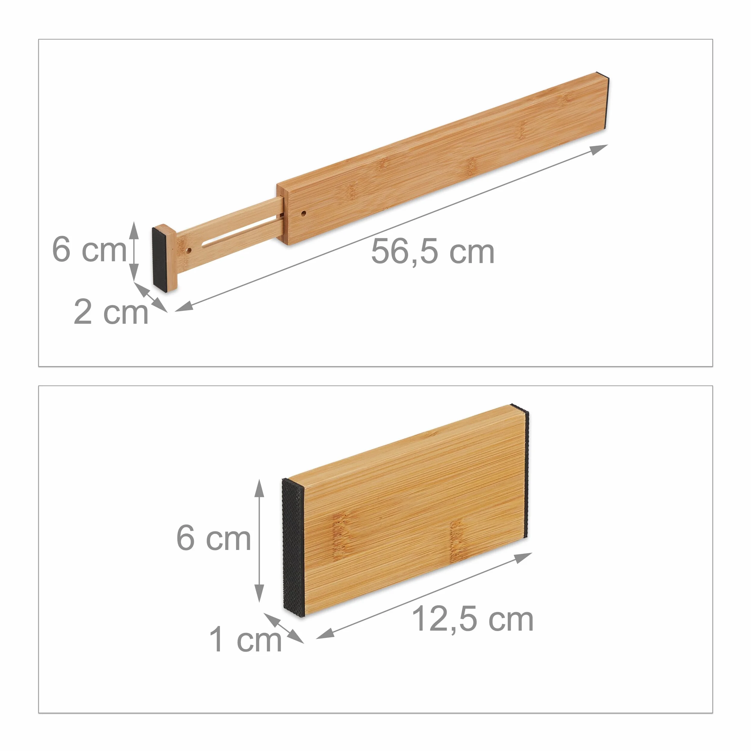 Relaxdays Separator do szuflad 10-częściowy zestaw regulowana długość 43,5-56,5 cm bambus