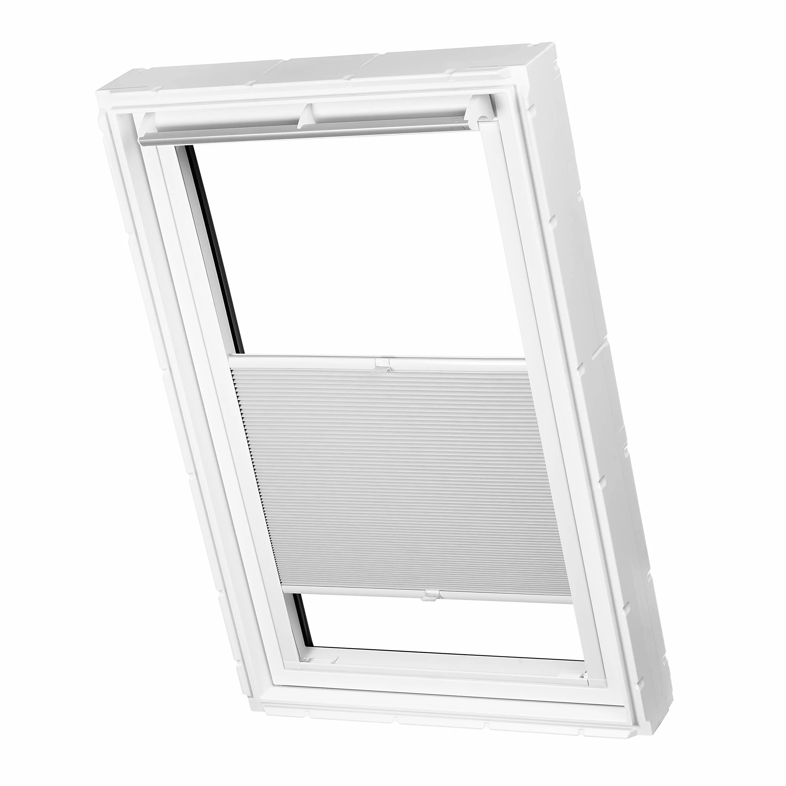 Ventanara® Okno dachowe, roleta o strukturze plastra miodu, bez wiercenia, pasuje do okien Velux, żaluzja plisowana, napięta taśma montażowa (PK08, szara zaciemniająca)