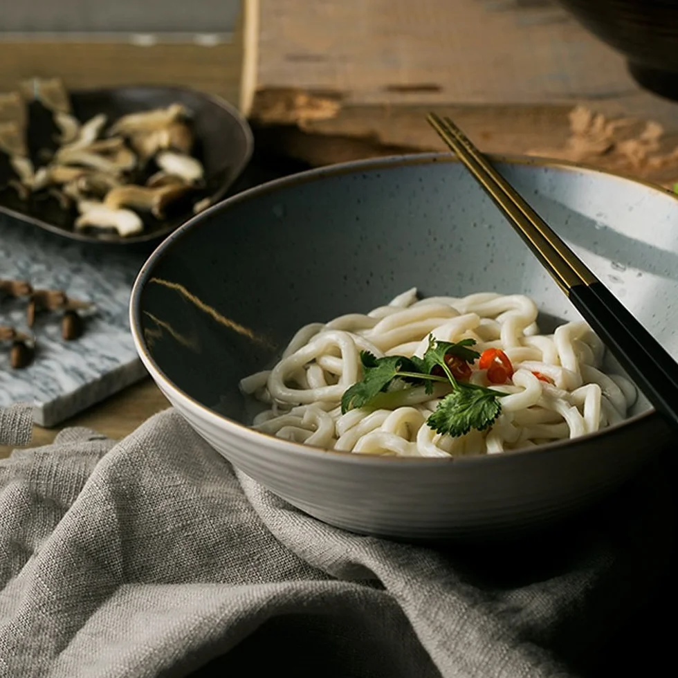 Retro miska ceramiczna, kreatywna miska na zupę ramen, 7-calowa miska na sałatkę z owocami, miska ramen o dużej pojemności, miski na płatki śniadaniowe i makaron