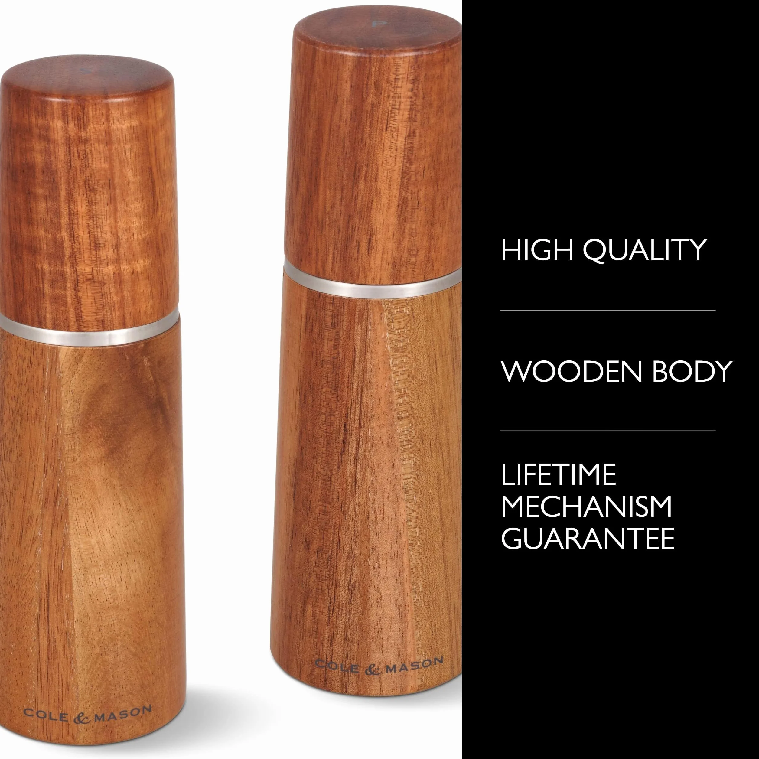 Cole & Mason Marlow zestaw młynków do soli i pieprzu akacjowego 185 mm