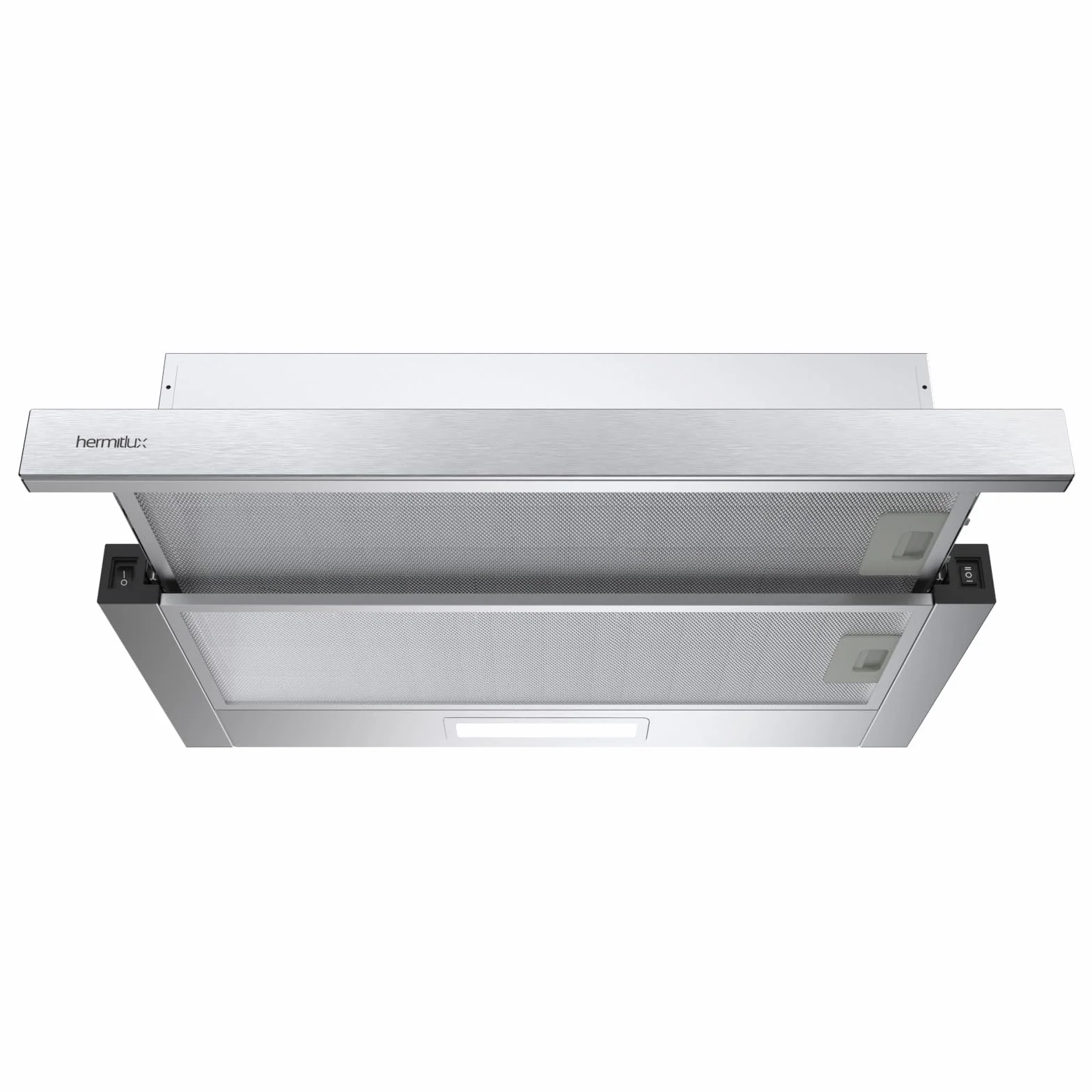 Hermitlux Okap kuchenny 60 cm, płaski okap wywiewany/obieg powietrza z filtrem z węglem aktywnym, strumień powietrza 360 m³/h, oświetlenie LED, 65 dB