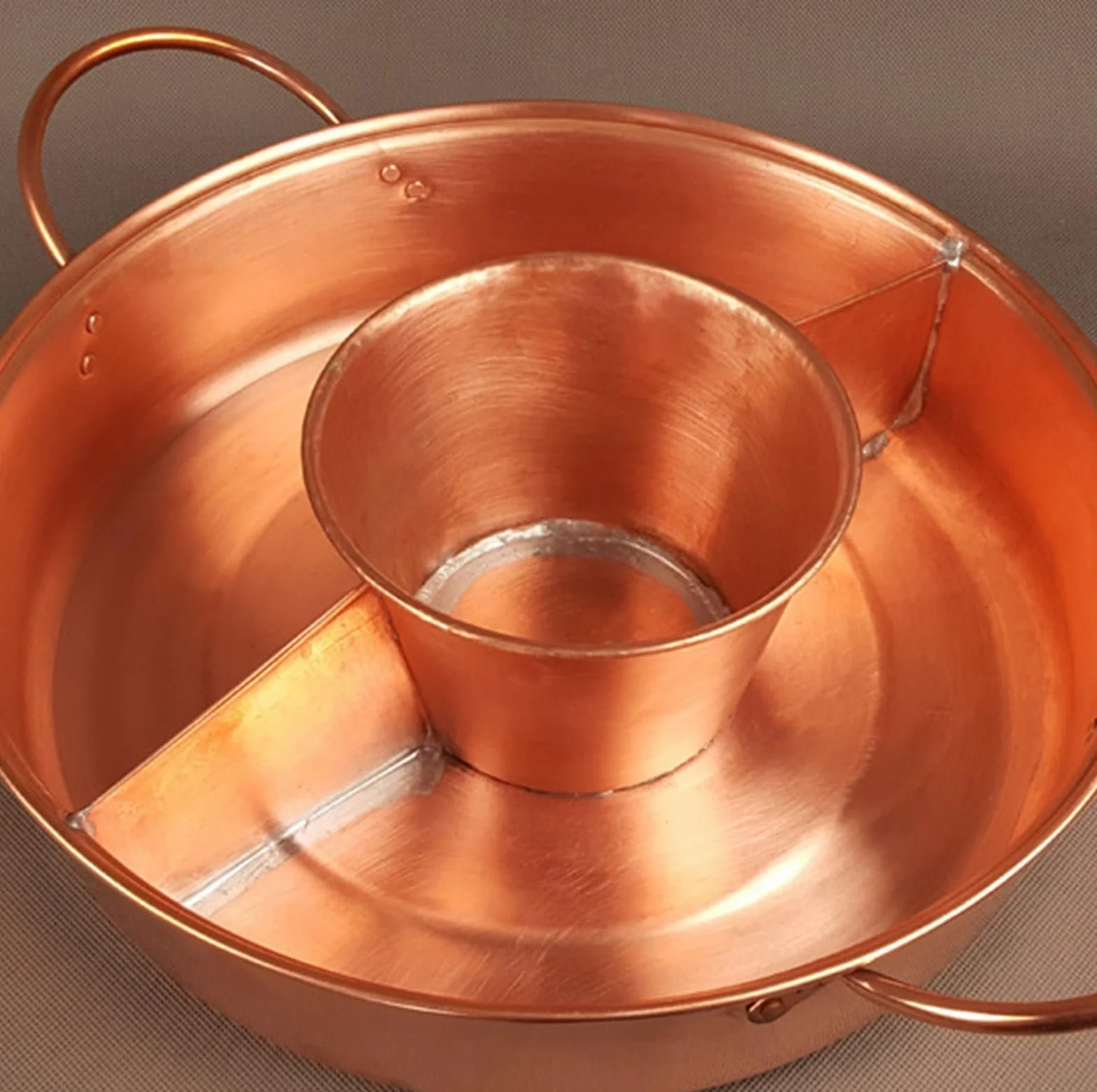 Hot Pot Shabu Naczynie do Gotowania Miedziany Gorący Garnek Dwustronny Na Makaron Shabu Podwójny Do Sosu Garnek do Gotowania(28cm)