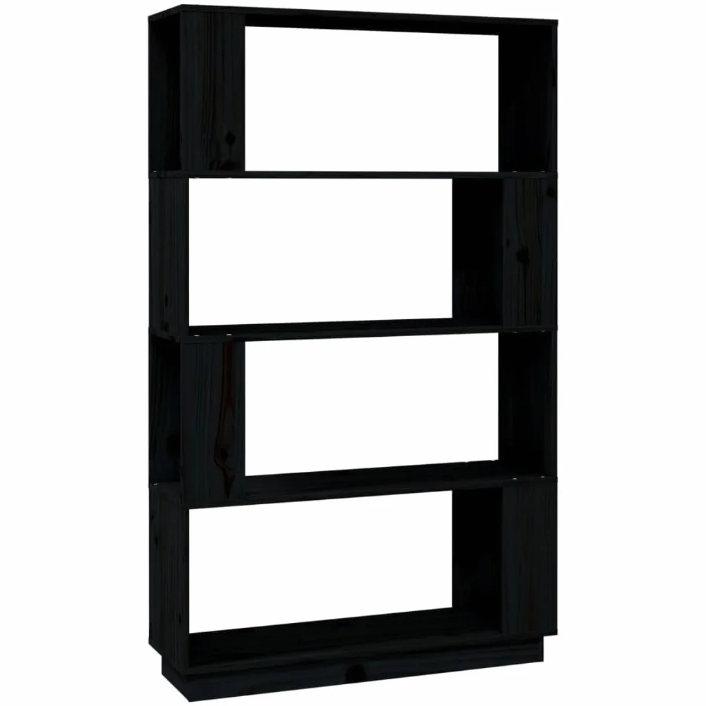 Regał na książki/ścianka działowa czarny regał biurowy regał do przechowywania do hotelu 80 x 25 x 132 cm lite drewno sosnowe