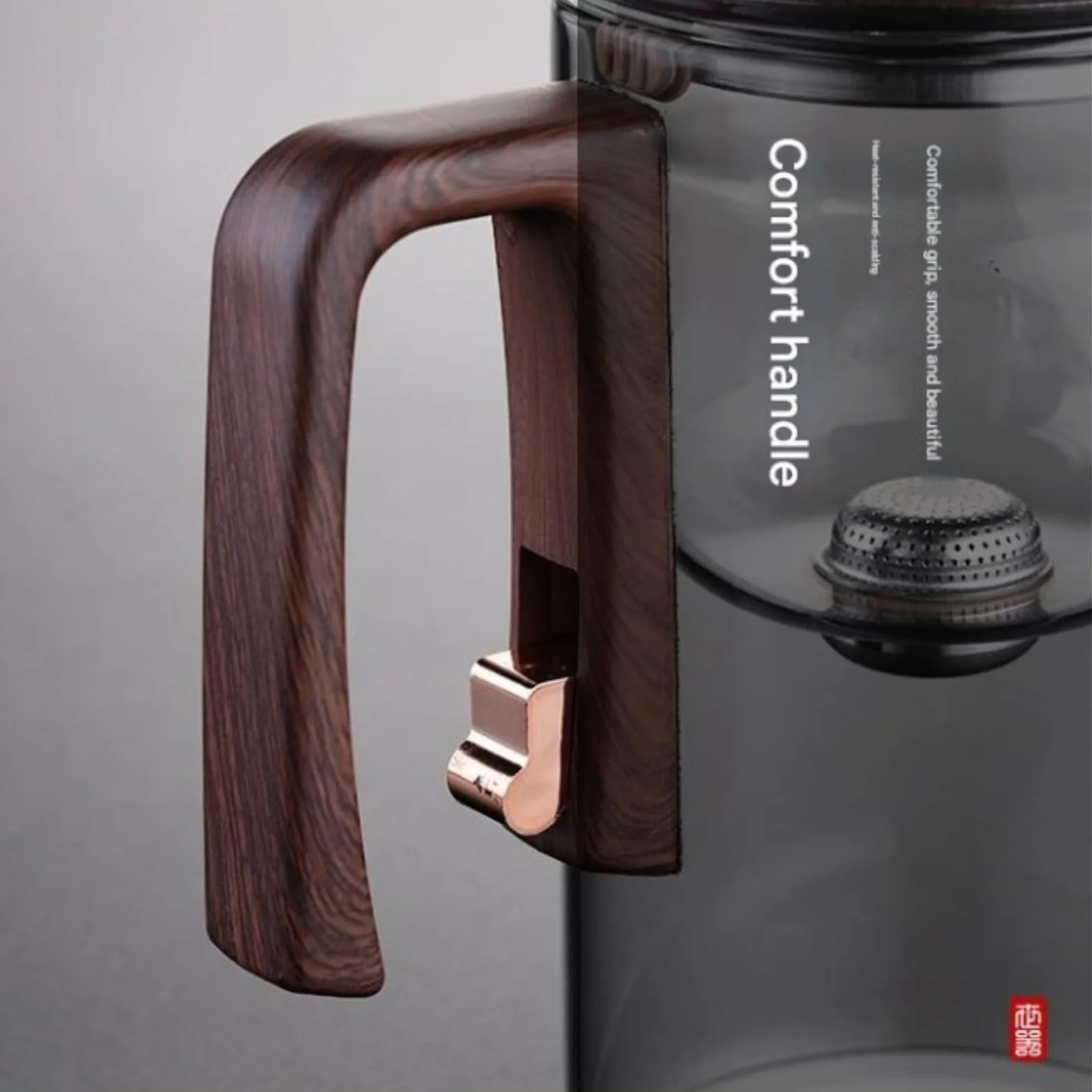 Generisch Enchanti Tea Pot, Enchantipot Magic Tea Po, szklany pojemnik na herbatę z drewnianą rączką, kontrola nacisku, magiczny garnek do herbaty, Enchantipot Magic Pot
