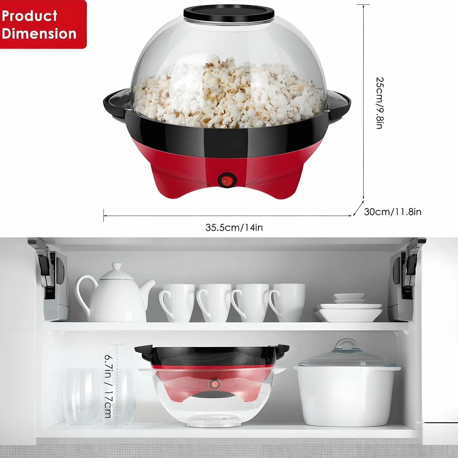 Maszyna do popcornu, 5L Popcorn Popper, nieprzywierająca płyta, maszyna do popcornu, elektryczne mieszanie z technologią Quick-Heat, uchwyty Cool Touch, domowe przekąski na wieczory filmowe