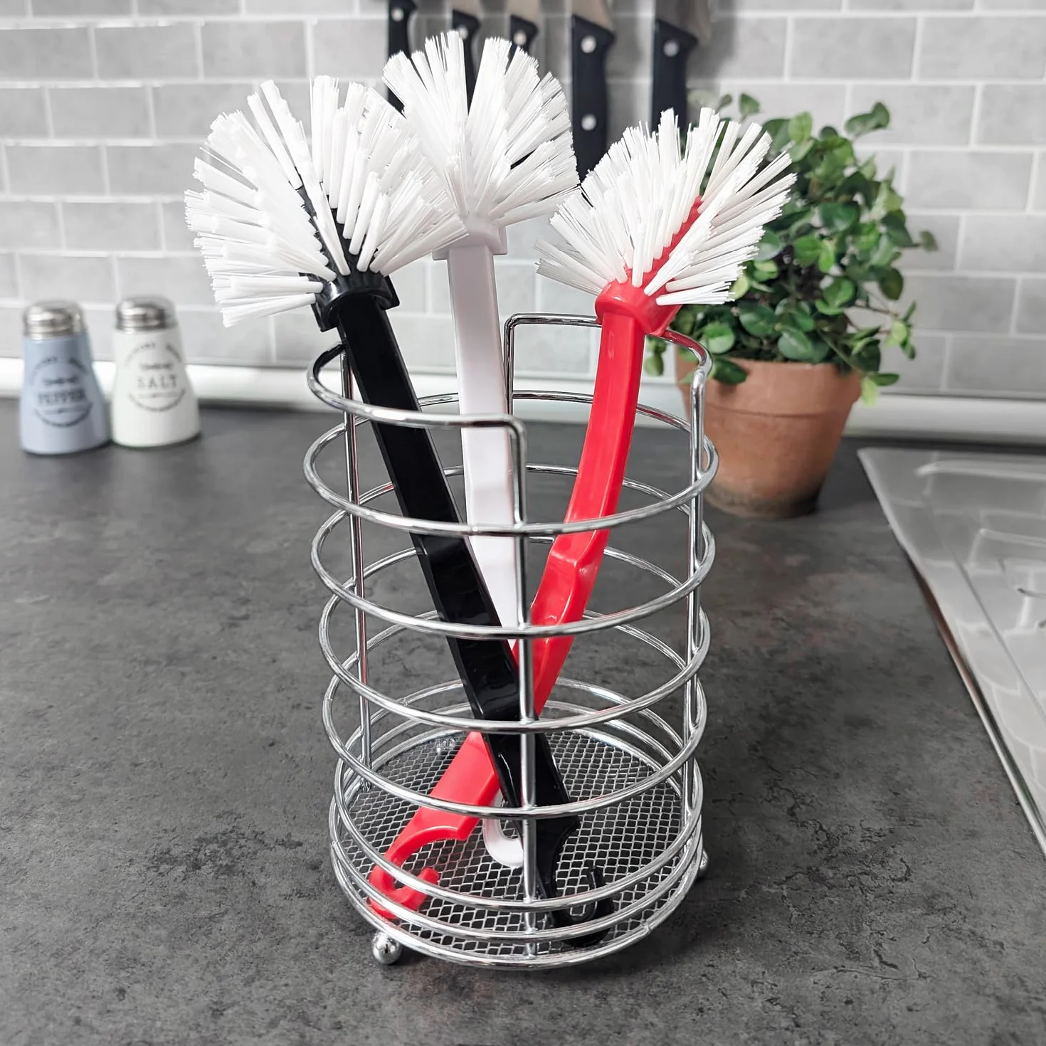 com-four® 6x szczotki do mycia naczyn 27 cm - szczotka do mycia garnków, patelni i zlewozmywaków - trwala szczotka kuchenna, szczotka do czyszczenia do uzytku domowego i kuchennego (6 sztuk)
