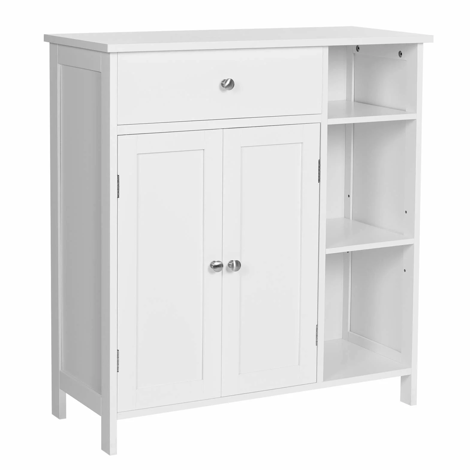 VASAGLE BBC142W01 Szafka łazienkowa 75x30x80 cm biały matowy z szufladą i drzwiami