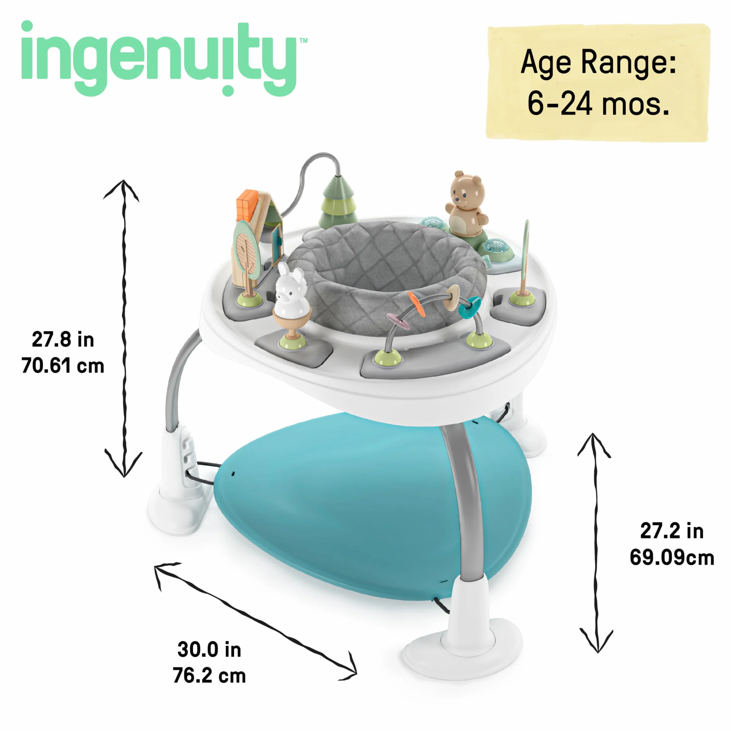 Ingenuity, Spring & Sprout, centrum aktywności 2 w 1, First Forest, centrum gier i stół do gier z poduszką do skoków, światła, dźwięków i 11 interaktywnych aktywności, od 6 miesięcy