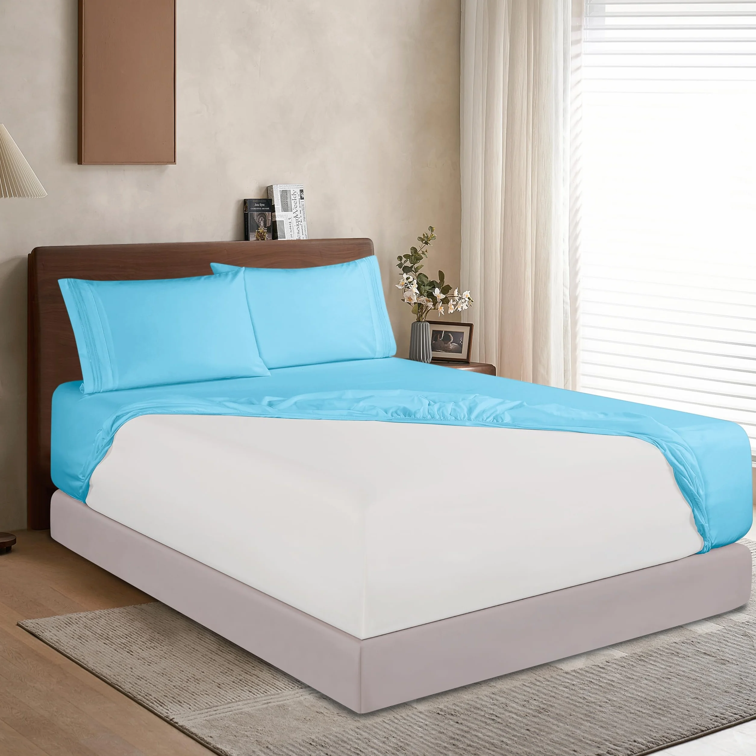 Elegant Comfort 1500 Premium Hotel Quality 45–61 cm głębokości – bardzo głęboka kieszeń, pojedyncze prześcieradło z gumką, na wysoki materac, luksusowe i najdelikatniejsze, inteligentna kieszeń, bez