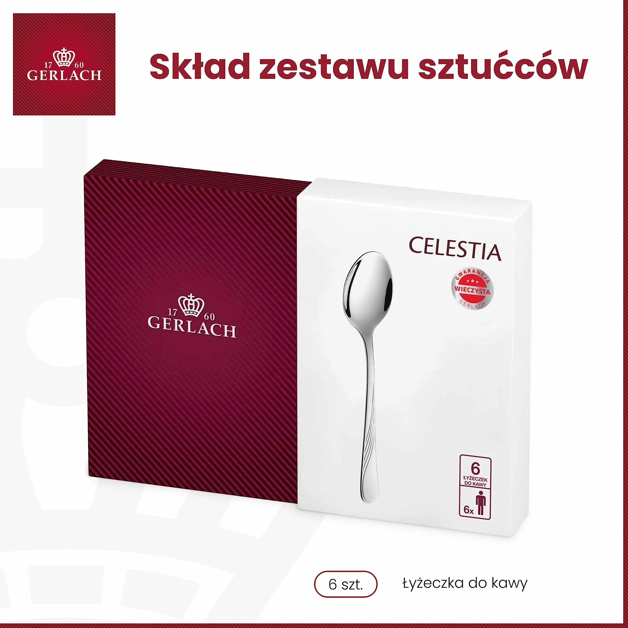 Gerlach Celestia Sztućce, Srebrny, 6 Sztuk