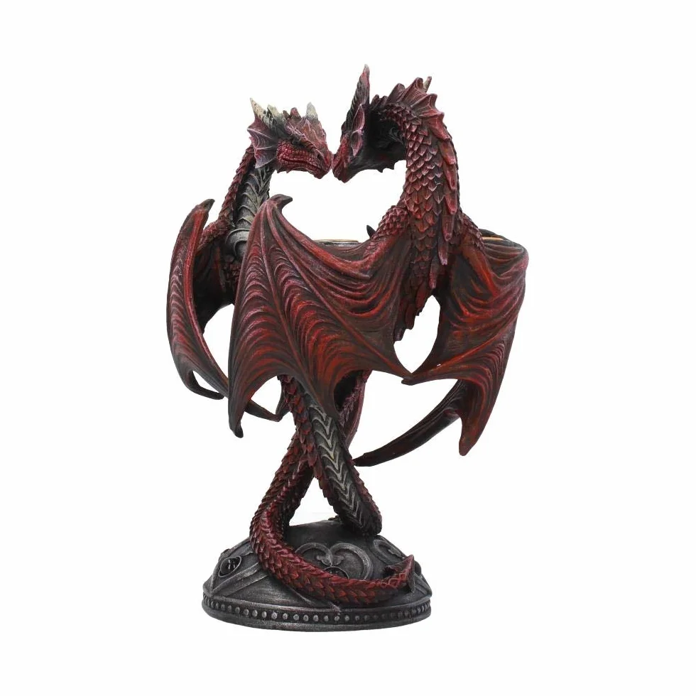 Nemesis Now Dragon Heart Anne Stokes Valentine Edition świecznik 23 cm czerwony, żywica, jeden rozmiar