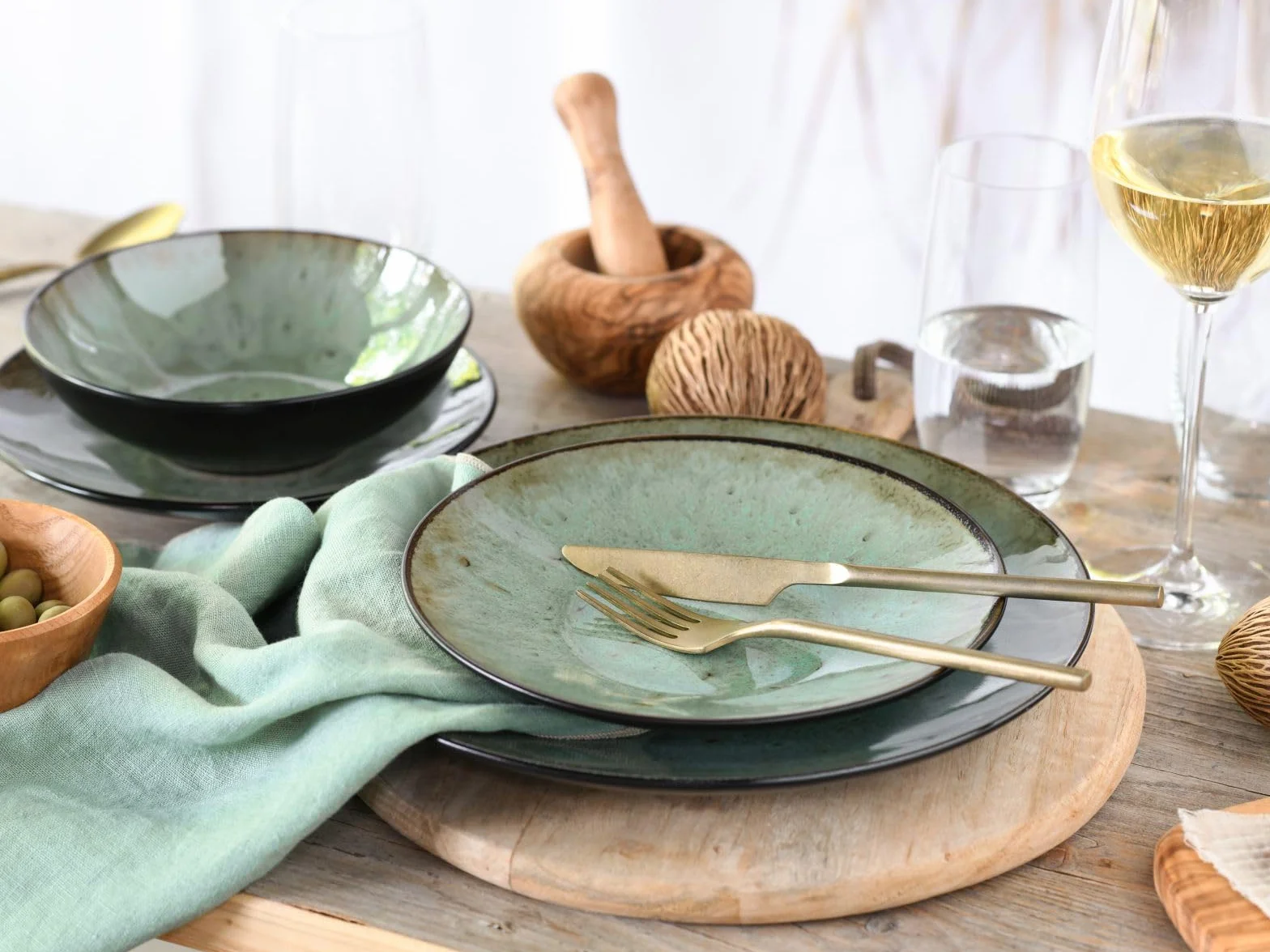 CreaTable, 23631, seria JAWA - glazura reaktywna, 16-częściowy zestaw naczyń, serwis kombi z kamionki, nadaje się do mycia w zmywarce i używania w kuchence mikrofalowej, wysokiej jakości produkcja