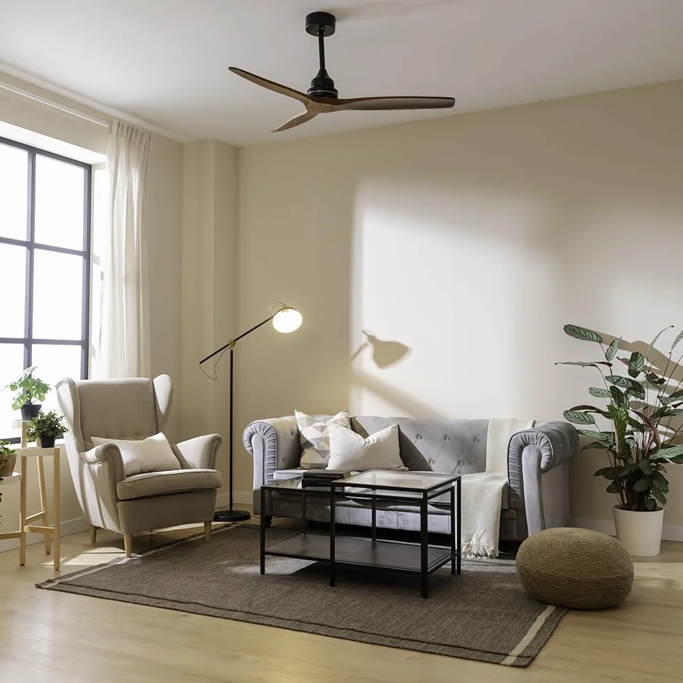 Cecotec Wentylator sufitowy EnergySilence Aero 580 65W 52" 132 cm 3 łopatki Timer 3 prędkości Lato/zima Czarny/Orzech