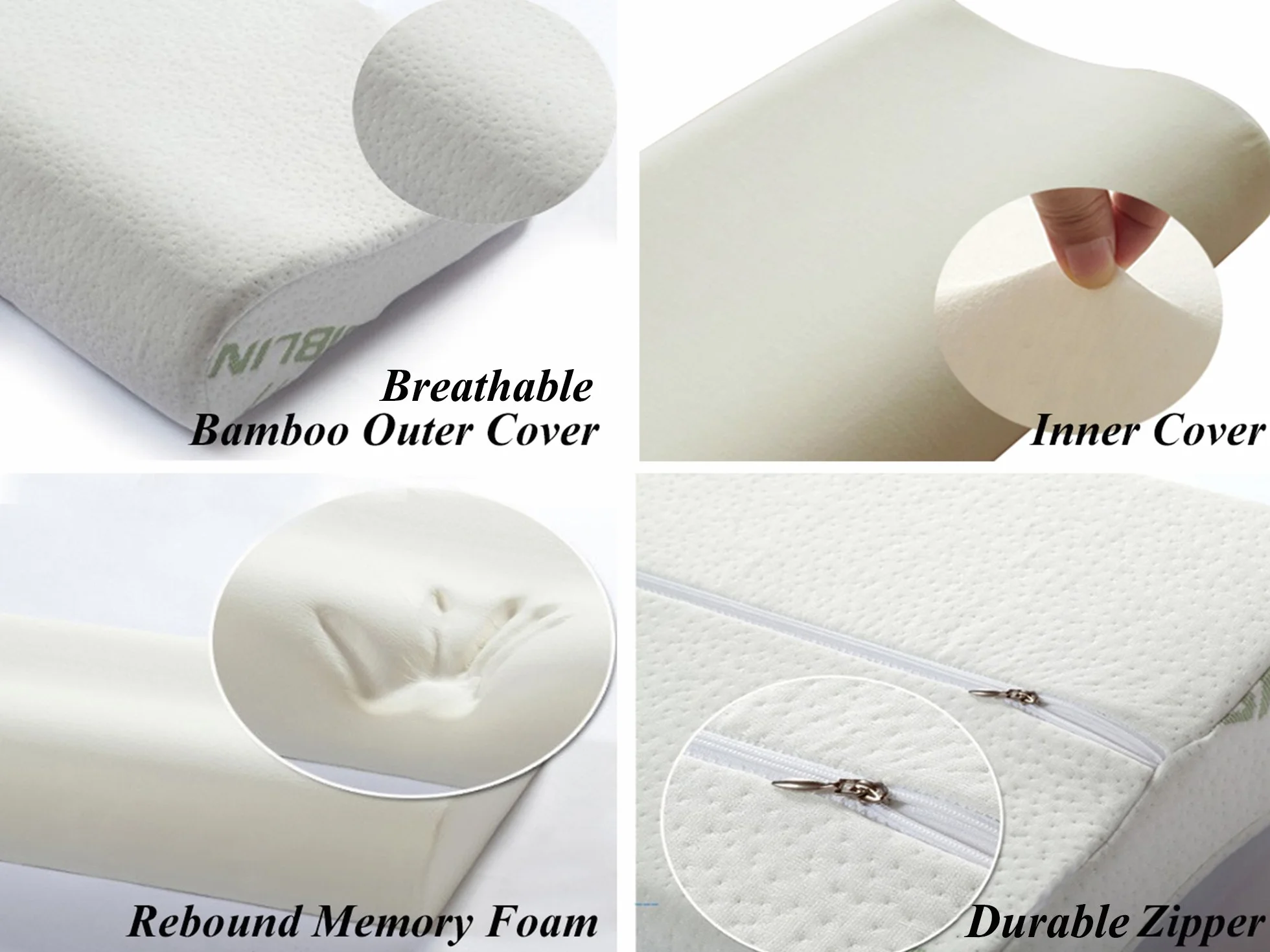 Poduszka z Pianki Memory Foam Wysoka Gęstość Ergonomiczna do Spania z Poszewką Bambusową