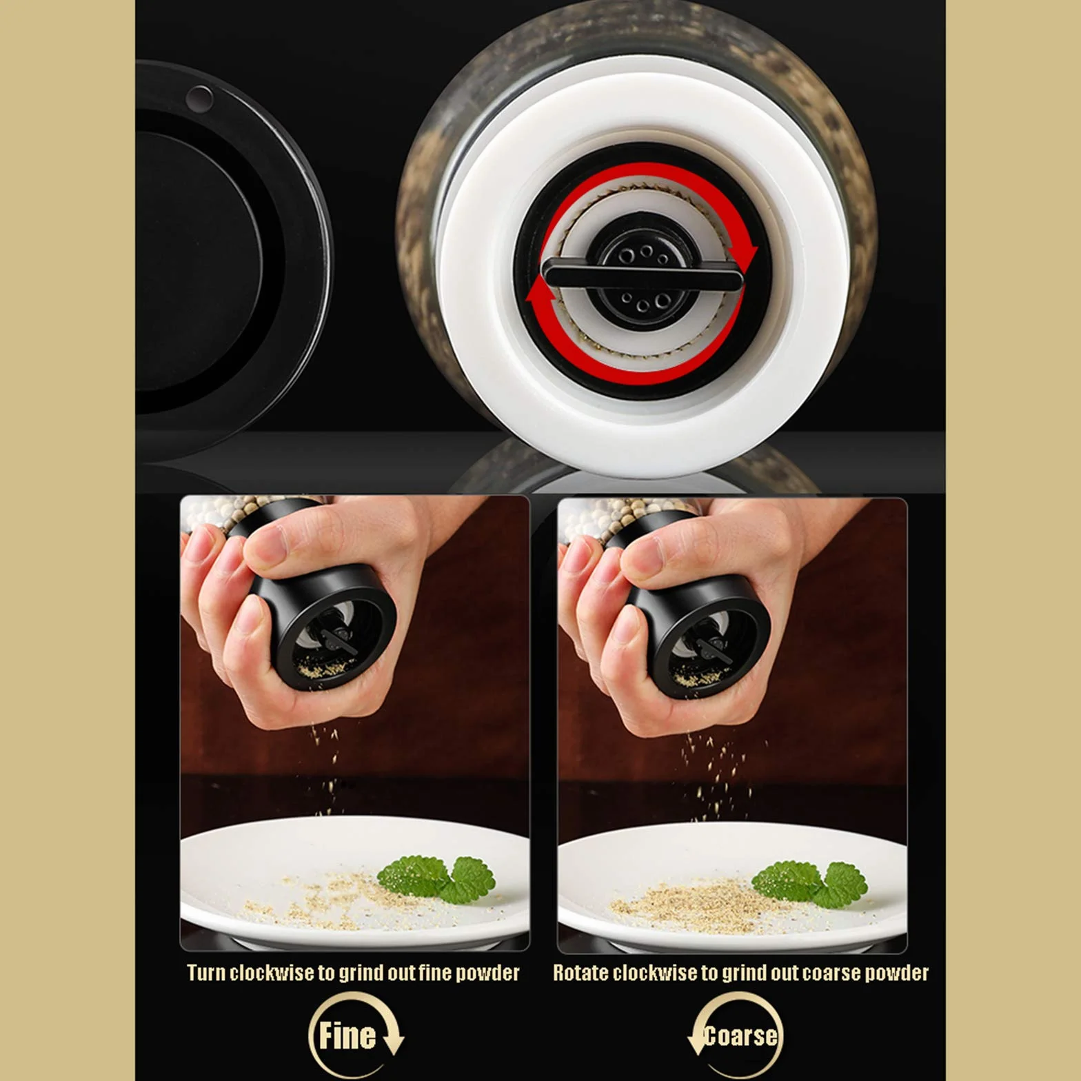 Zestaw młynków do soli i pieprzu wysokiej jakości młynek do przypraw łatwy regulowany mechanizm ceramiczny 2 do wielokrotnego napełniania pusty design kruszarki do przypraw ręczny dozownik ziół zestaw duo, wielokolorowe