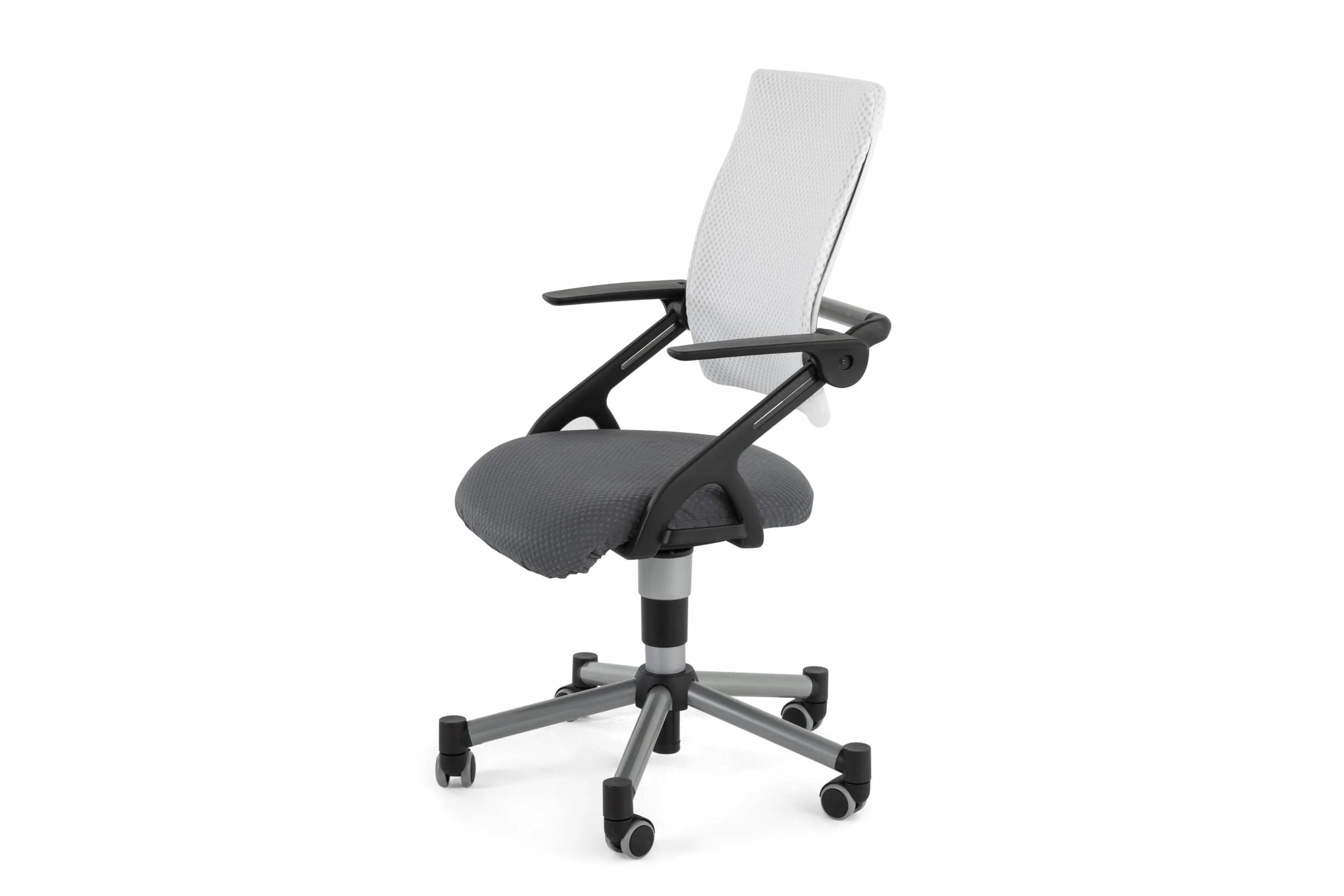 Creo Nowoczesny, ergonomiczny zestaw biurka z szufladami z regulacją wysokości, zarządzanie kablami, zestaw biurkowy do komputera, do gabinetu (Ecru / niebieski)