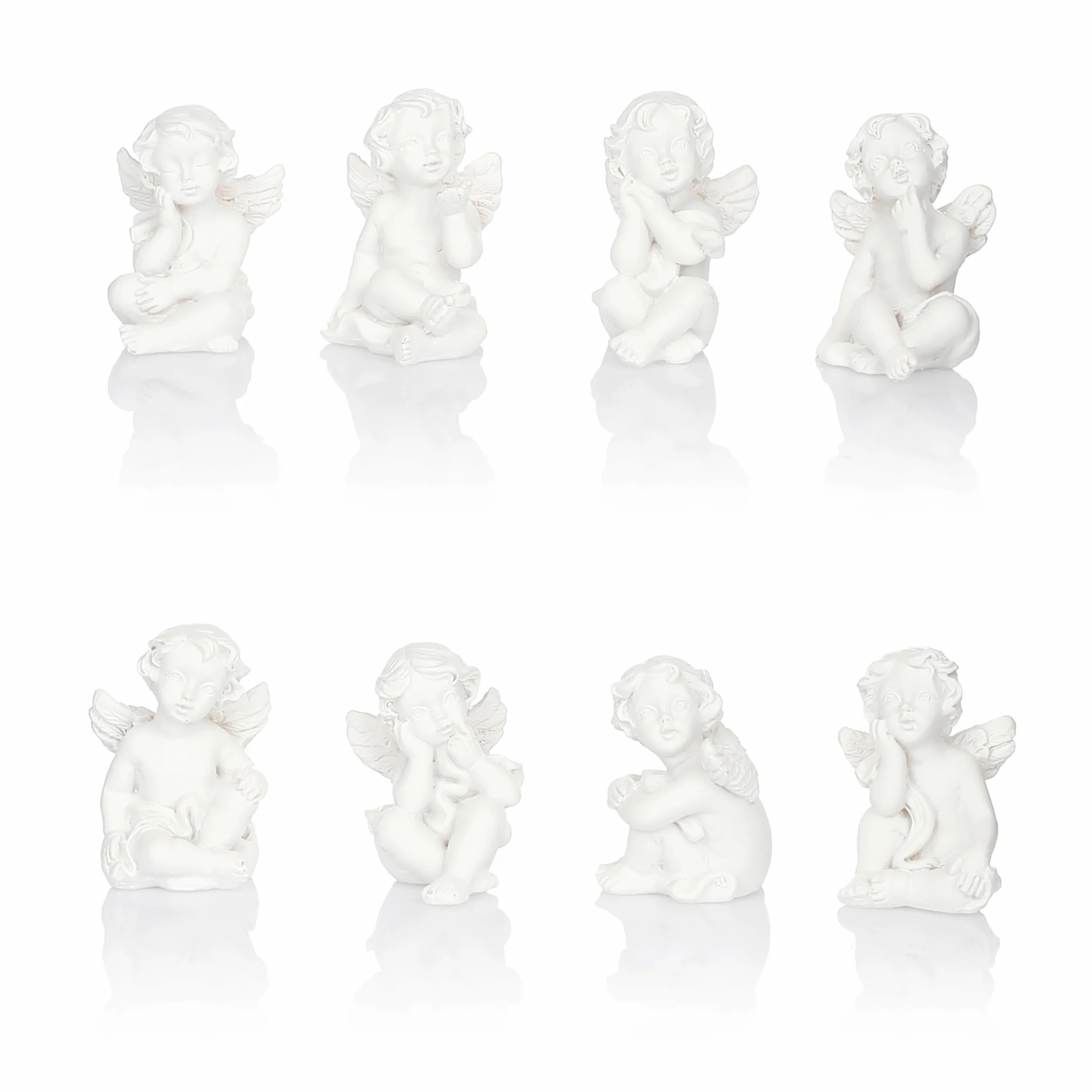 Nordstern Zestaw 8 figurek aniołów do dekoracji stołu, anioł stróż, prezent na chrzest lub Boże Narodzenie, białe, 3 x 2 cm