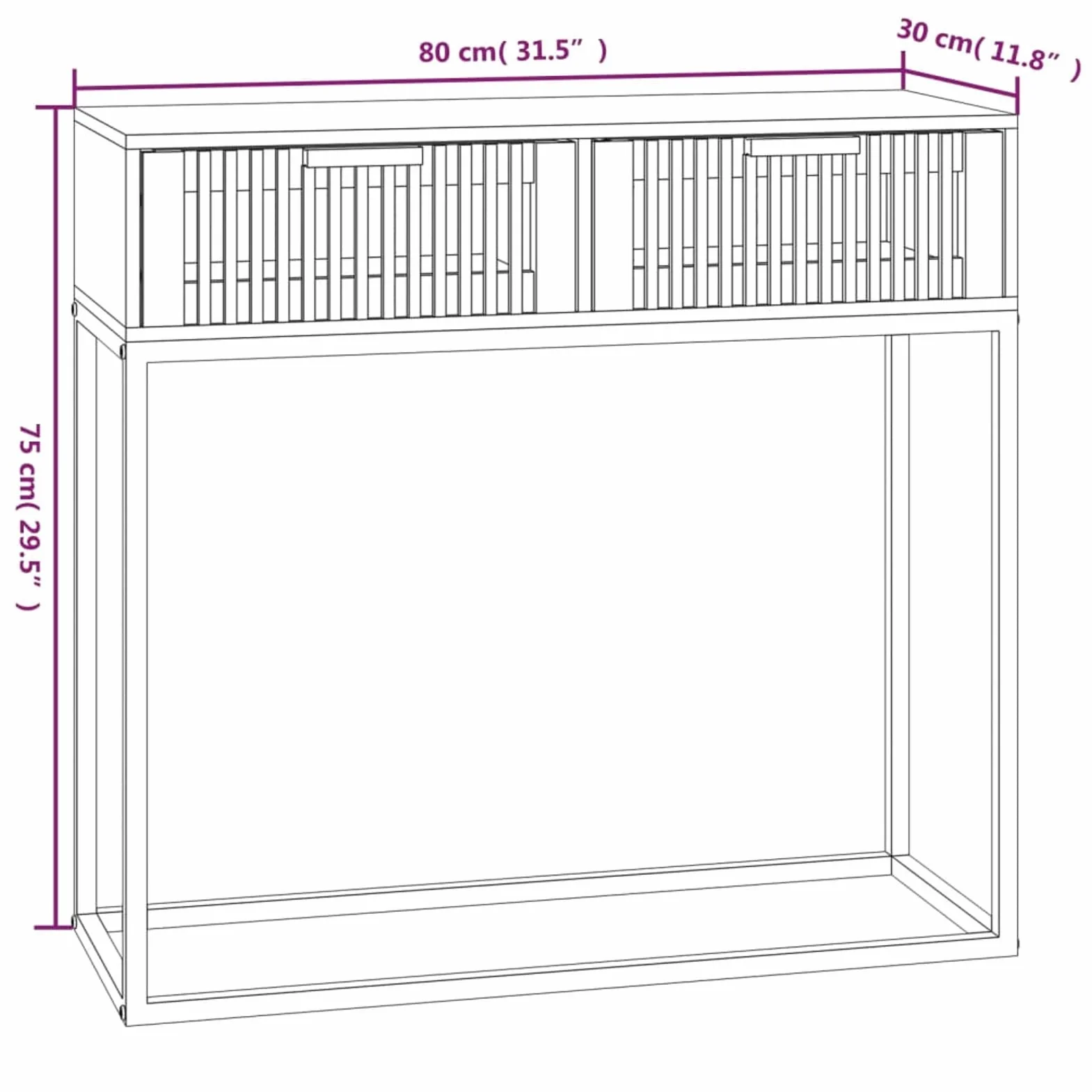 ShGaxin Stół konsola z żelaza i sklejki 80x30x75 cm, wejście, wąskie przedpokój, pokój dzienny, pomocniczy, meble wejściowe
