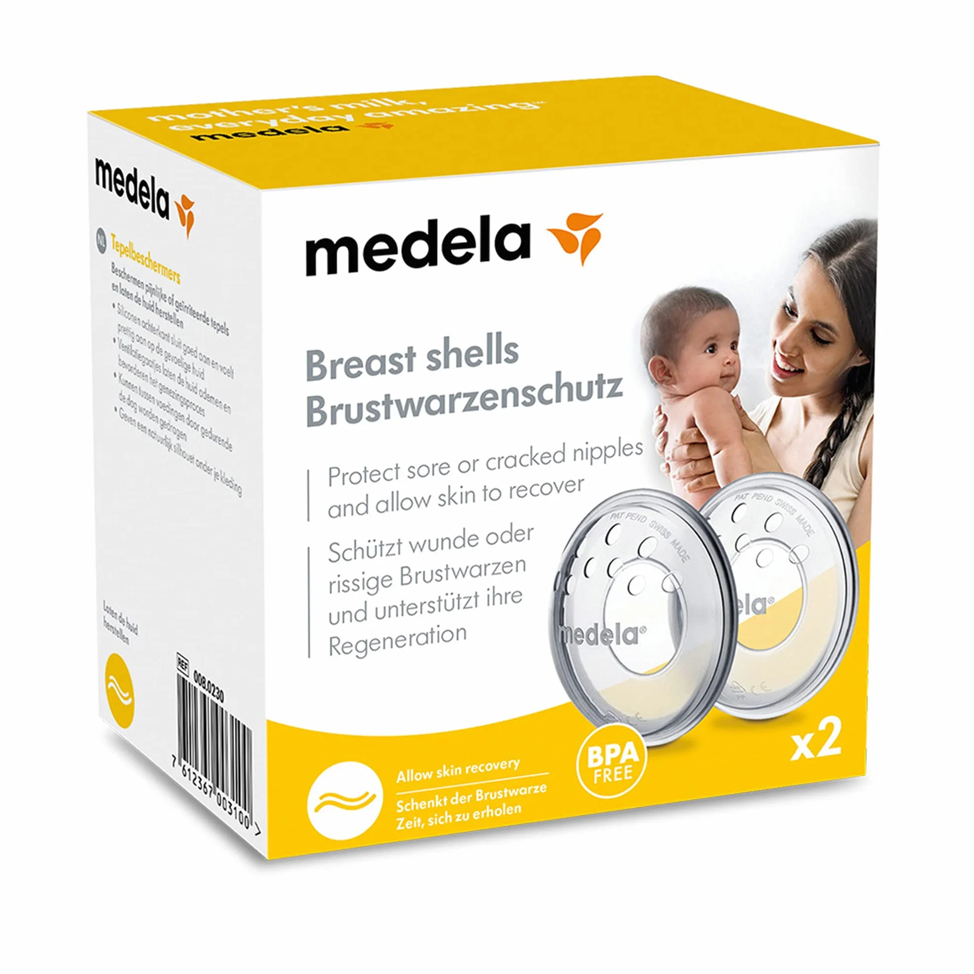 Medela Ochraniacz na brodawki sutkowe – nie zawiera BPA, z miękkiego silikonu, z oddychającymi otworami wentylacyjnymi, zestaw 2 sztuk