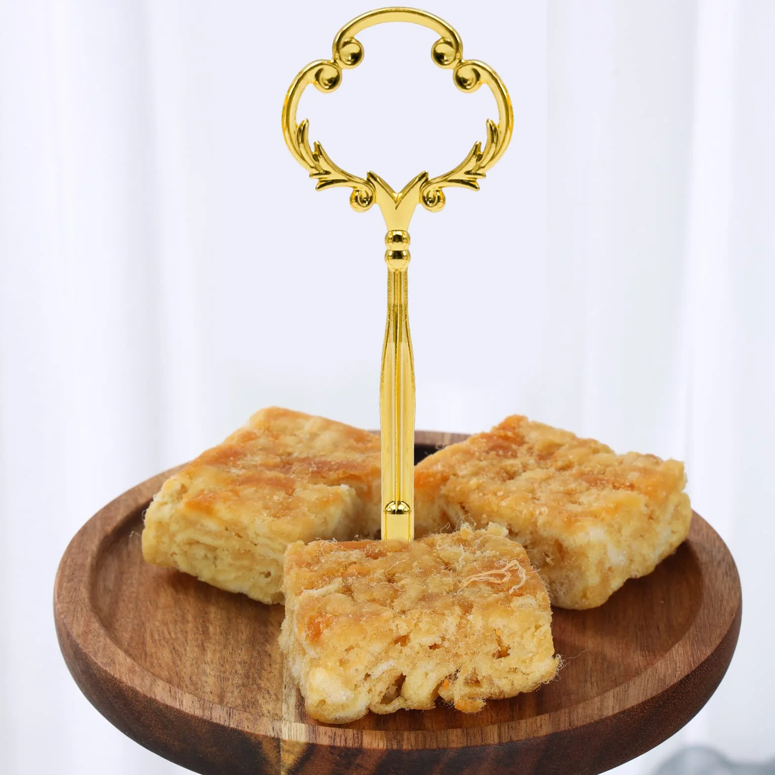 Hoypeyfiy Zestaw prętów do etażerki, złote etażerki, piętrowe, stojaki na tort (złote, 3 sztuki)