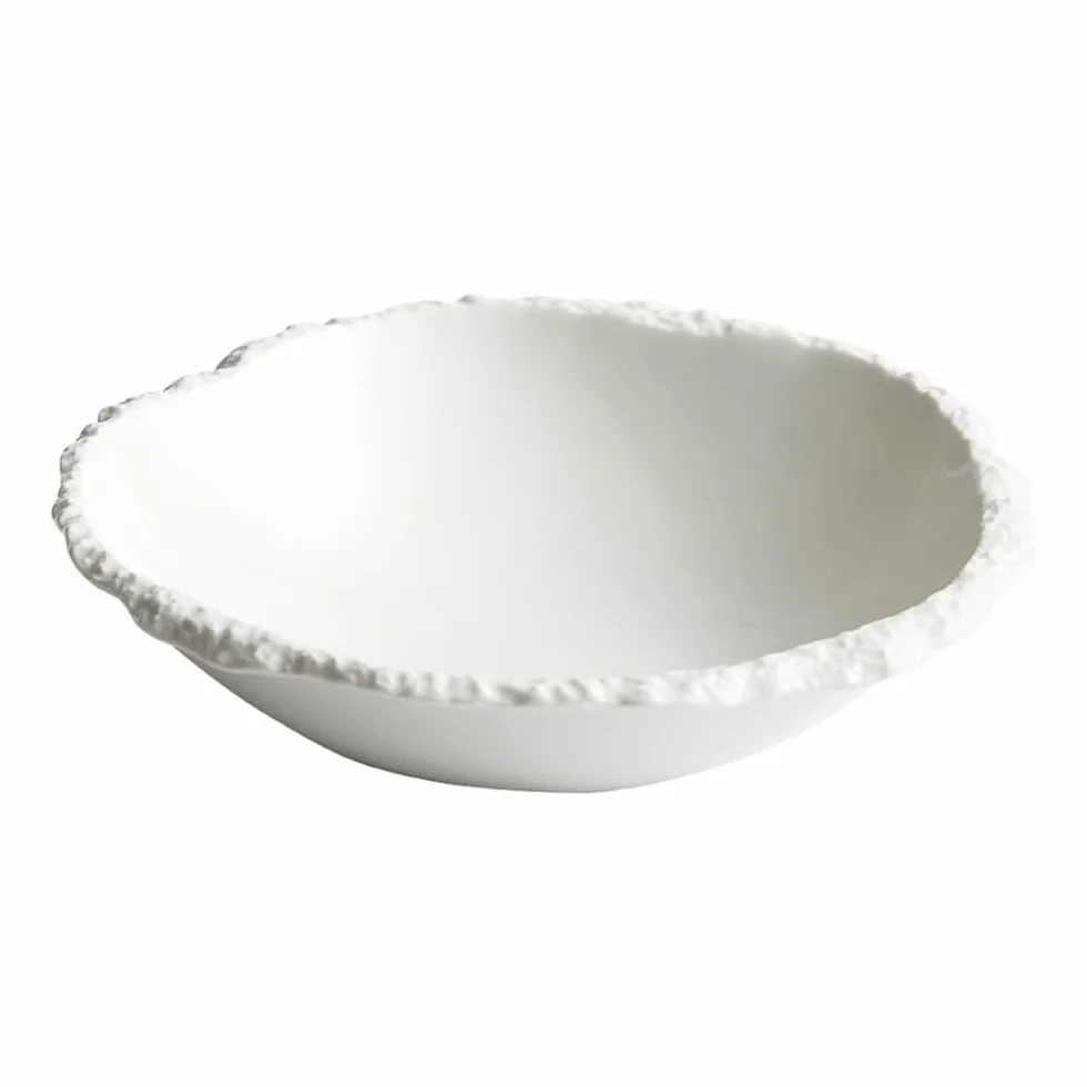 Talerze Obiadowe Prosta biała miska ceramiczna o teksturze skały - talerz obiadowy z zupą, sałatką i makaronem(26cm)