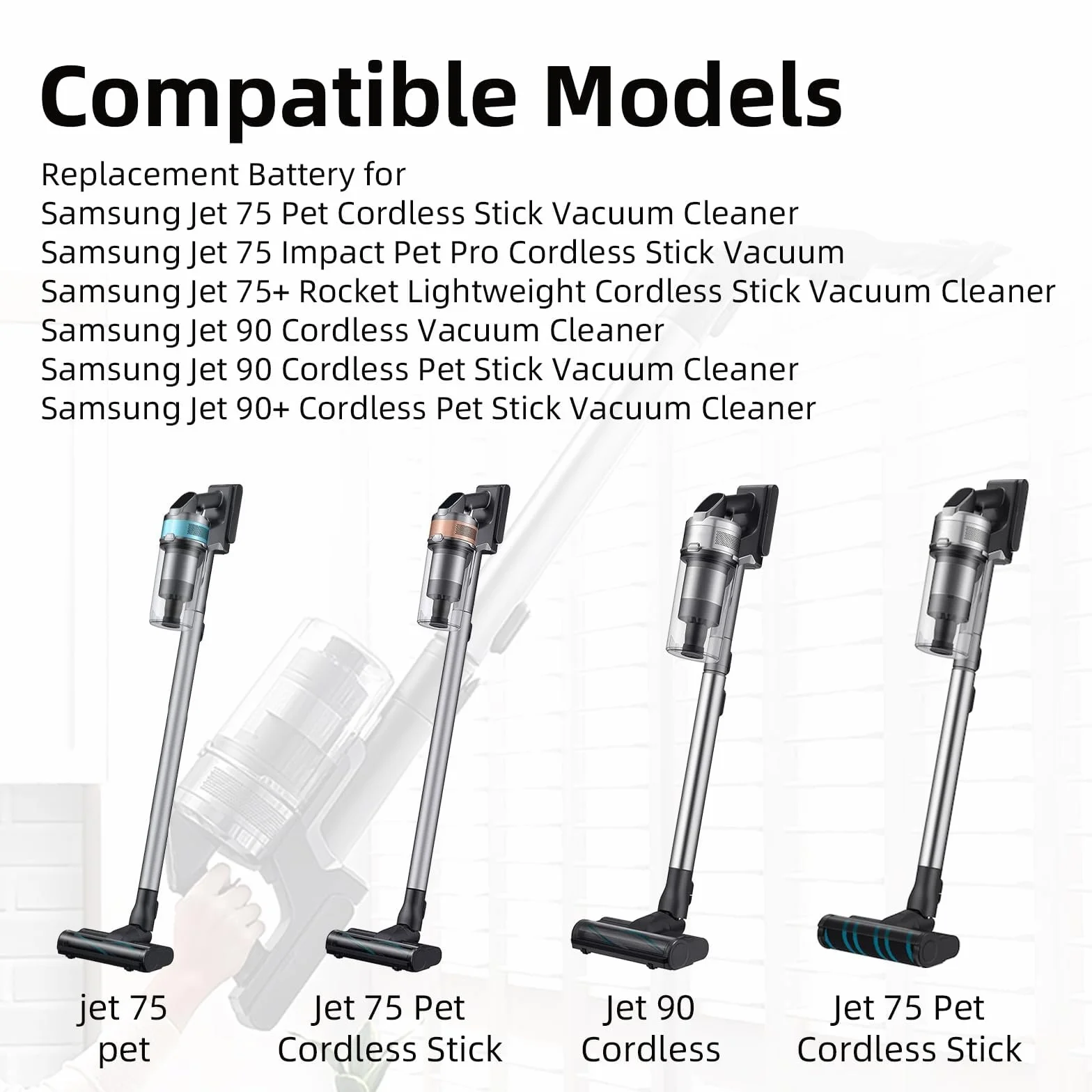 K KYUER 3500mAh VCA-SBT90/XAA Rechargeable Battery for Jet 75/75+/75 Pet/Jet 90/90+ Cordless Stick Vacuum Cleaner