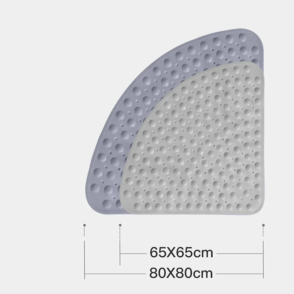 Mata do kąpieli z narożną matą prysznicową - 65 * 65 cm, 80 * 80 cm Antypoślizgowa kwadrantowa mata prysznicowa do łazienki, maty antypoślizgowe pod prysznic sektorowy z przyssawkami, otwory spustowe,
