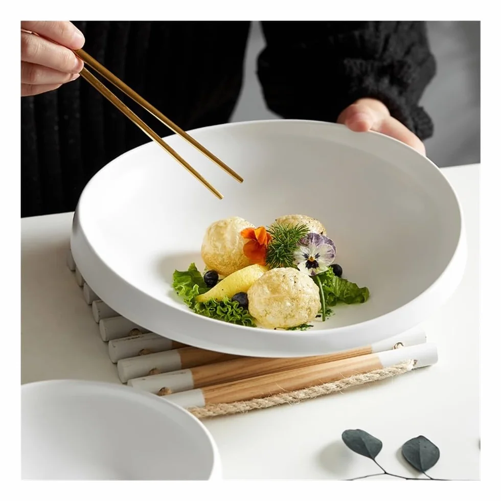 Talerze Obiadowe Biały talerz ceramiczny talerz warzywny komercyjny talerz na zupę dim sum(6inch)