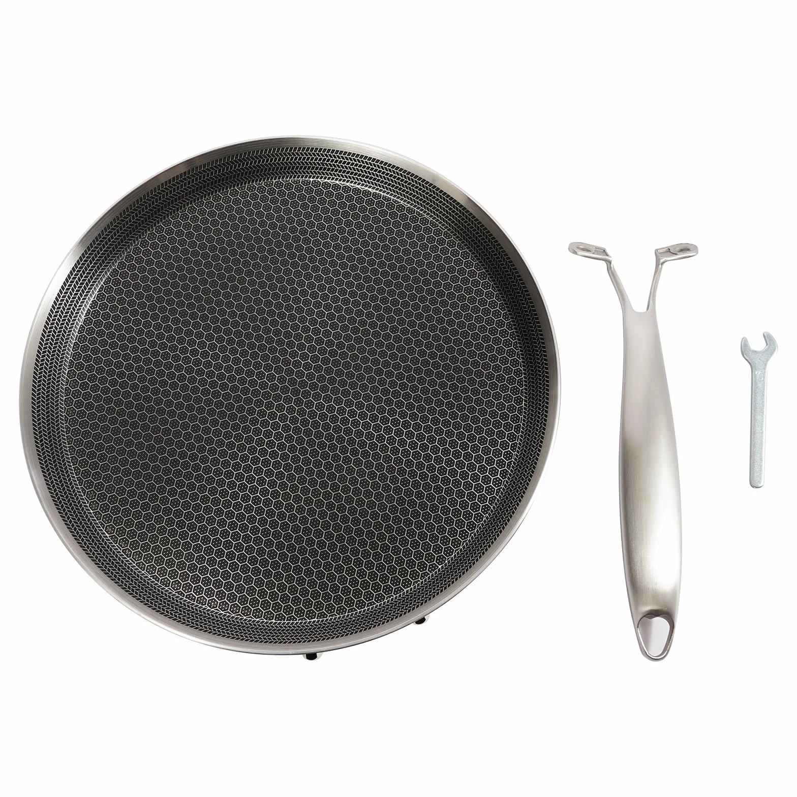 Patelnia do naleśników z powłoką nieprzywierającą, 28 cm, ze stali nierdzewnej, indukcyjna pancake o strukturze plastra miodu, uchwyt ze stali nierdzewnej, patelnia do naleśników