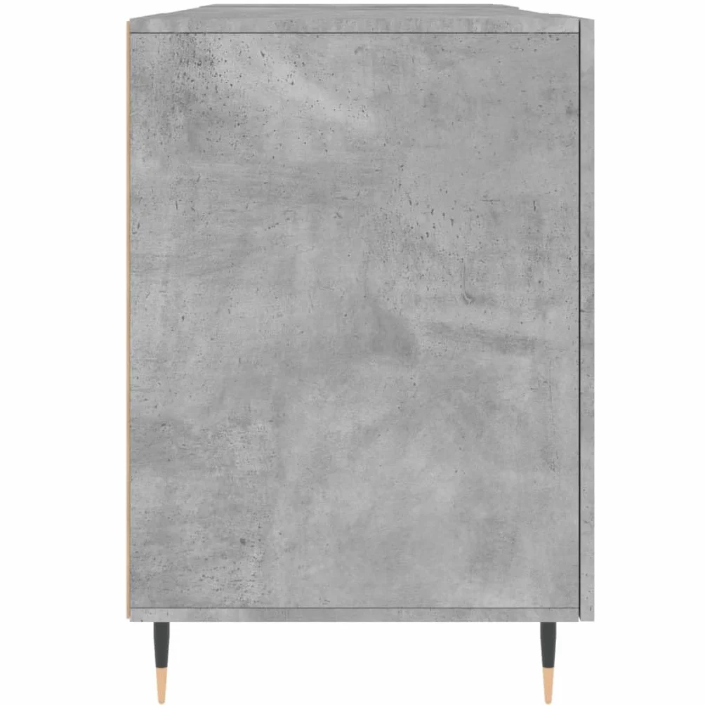 Biurko betonowe, szare, 140 x 50 x 75 cm, materiał drewnopochodny z 4 półkami i drzwiami, stabilny stół biurowy do domu, biura, gabinetu, pokoju młodzieżowego, z regałem, półką i zarządzaniem