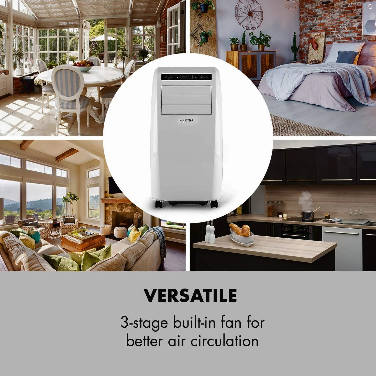 Klarstein Metrobreeze Rom mobilny klimatyzator - osuszacz, 10.000 BTU, 3 tryby, timer, pilot, biały