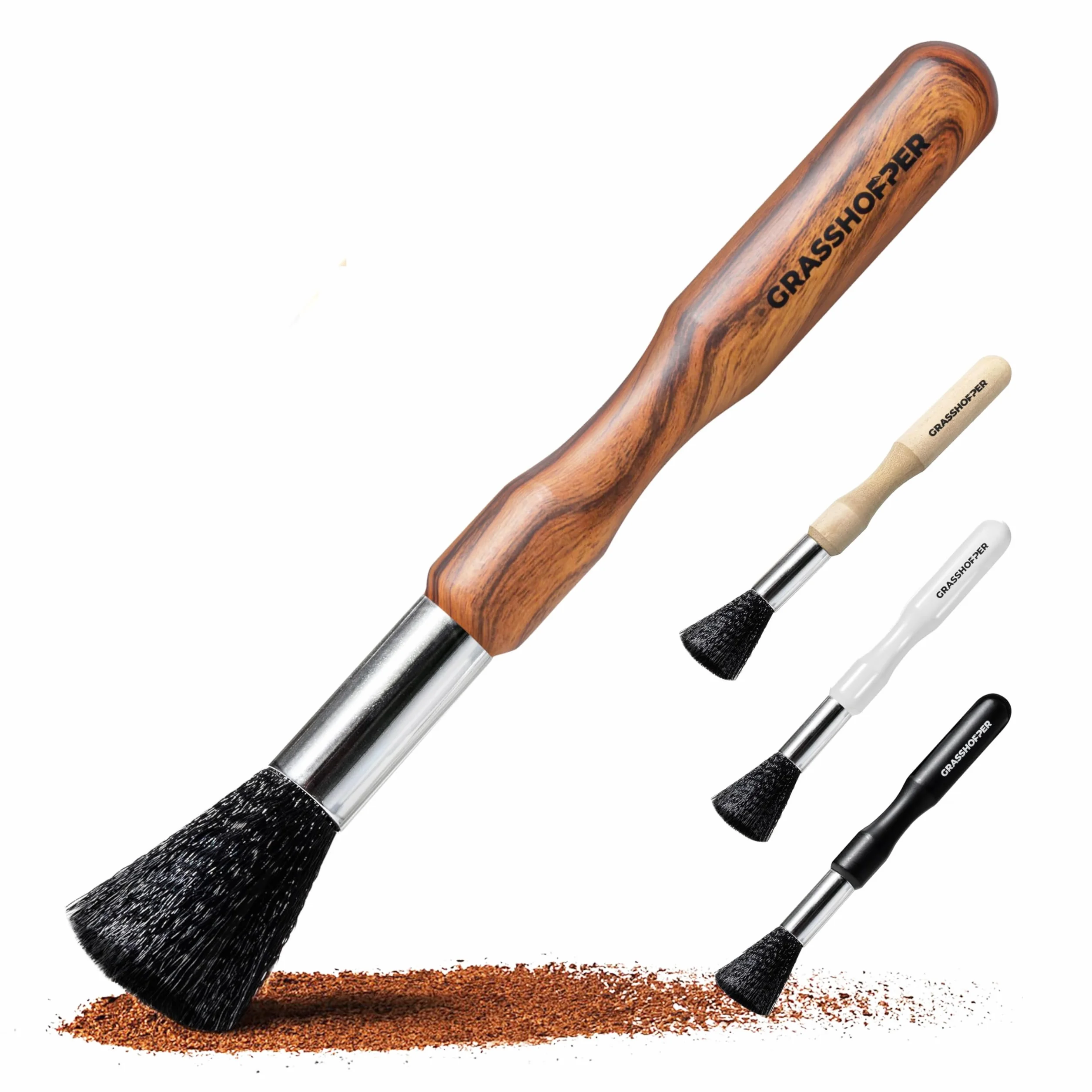 Grasshopper Barista Brush – wegański pędzel do czyszczenia kawa (nowoczesny design z drewna) do: ekspresu, sitka, młynka do kawa